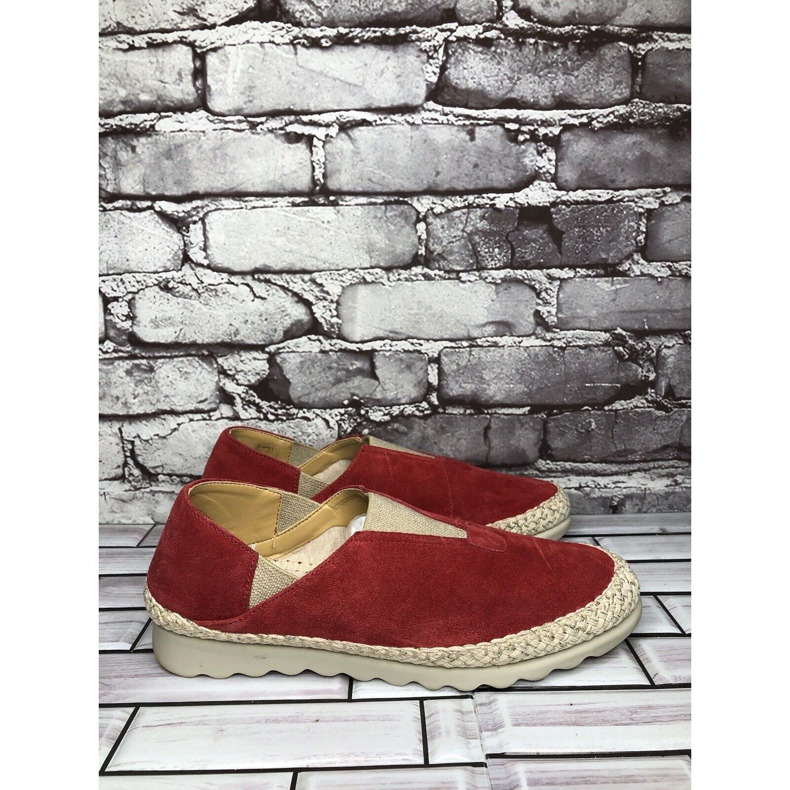 Other The Flexx Red Suede Leather Espadrilles Slip On Shoes Women Size US 8.5 / IT 38.5 - 3 Thumbnail