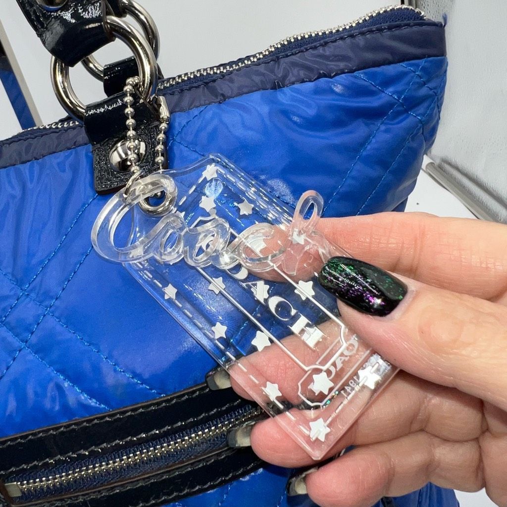 Coach Coach RARE Poppy Blue Ice Ski Bunny Glam Tote with Two Acrylic Tags Size ONE SIZE - 4 Thumbnail