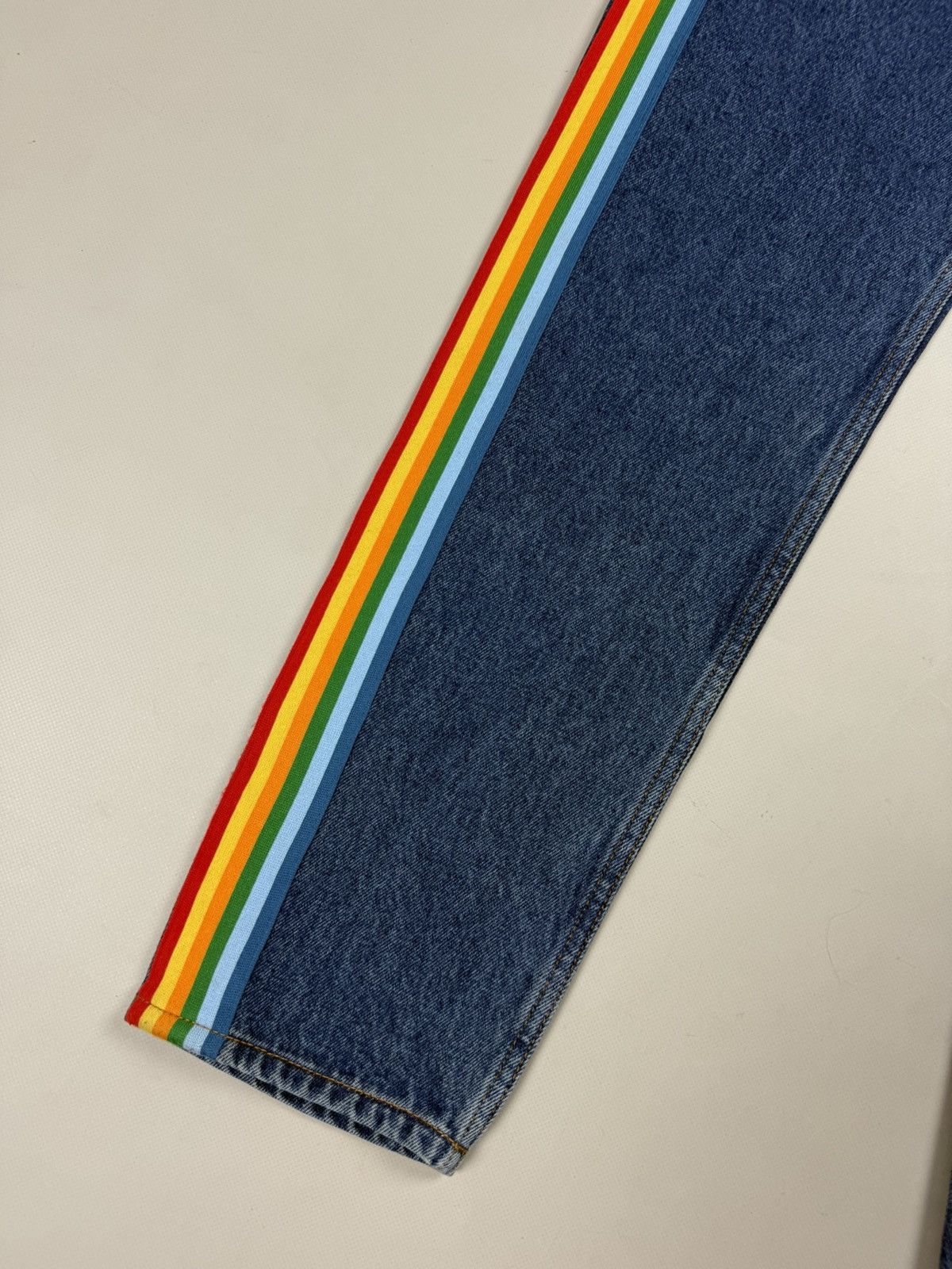 Palm Angels BNWT! Palm Angels Blue Denim Rainbow Medium Wash Jeans Pants Size 28" / US 6 / IT 42 - 8 Thumbnail