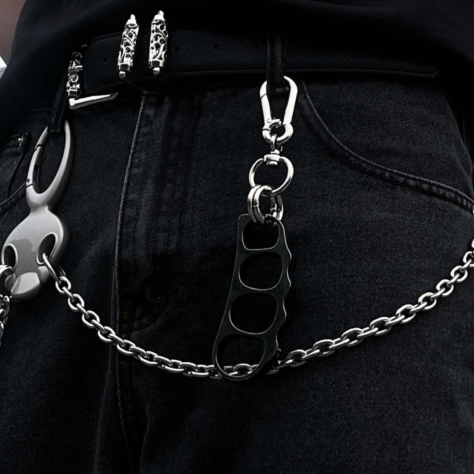 Jewelry Metal Brass Knuckle Keychain Clip, Edgy Men's Accessory Size ONE SIZE - 2 Thumbnail