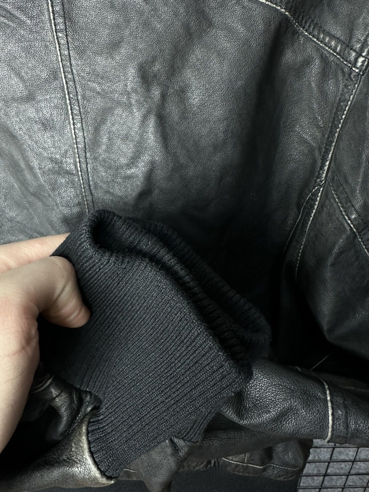 Genuine Leather Manguun Streetwear Elastic Hem Genuine Leather Jacket Size M Size US M / EU 48-50 / 2 - 6 Thumbnail