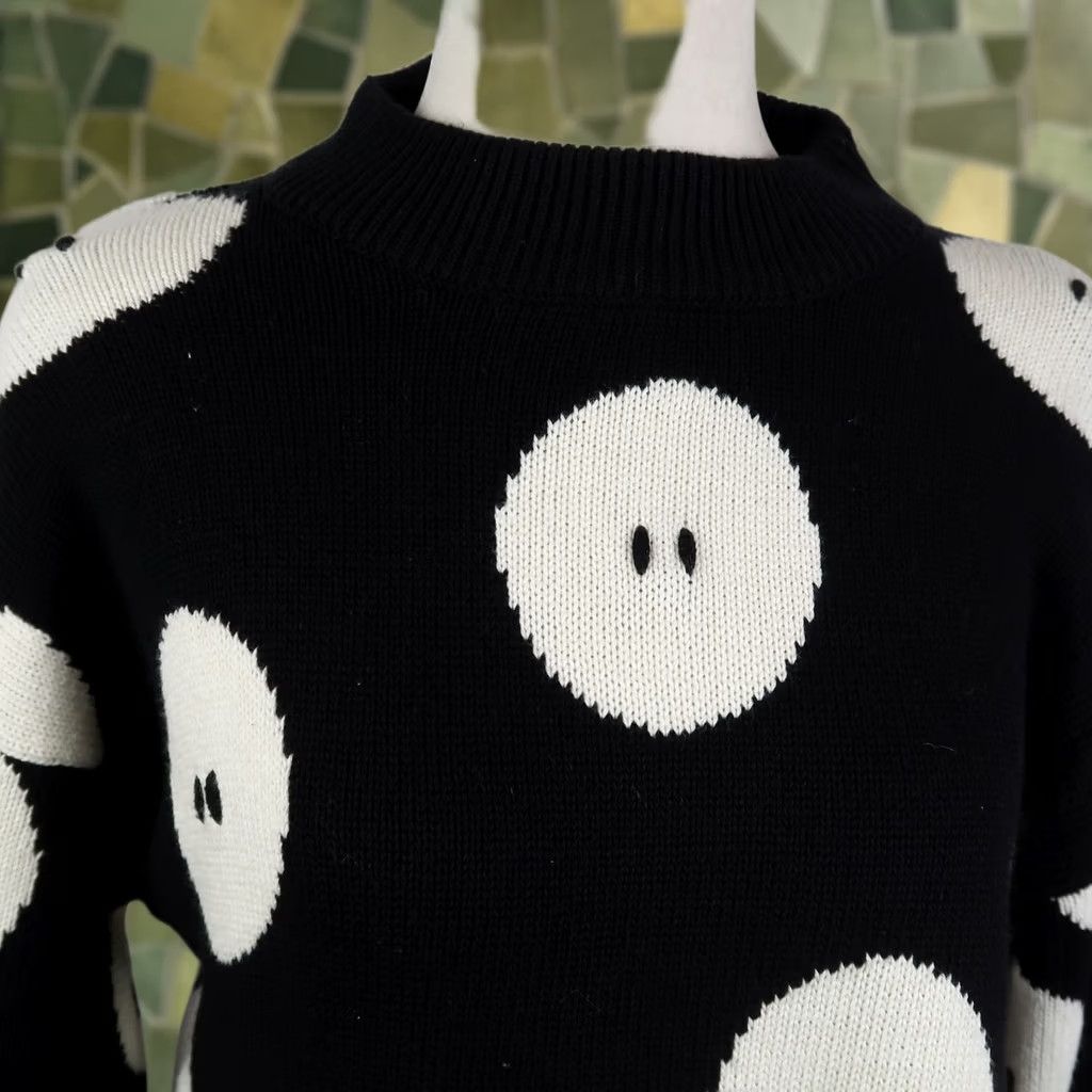 Vintage VINTAGE 90s Richard Sport Cotton Button Print Tunic Sweater Black White S Womens Long Sleeve Knit 100% Cotton Polka Dot 80s 90s Art Casual Size S / US 4 / IT 40 - 1 Thumbnail
