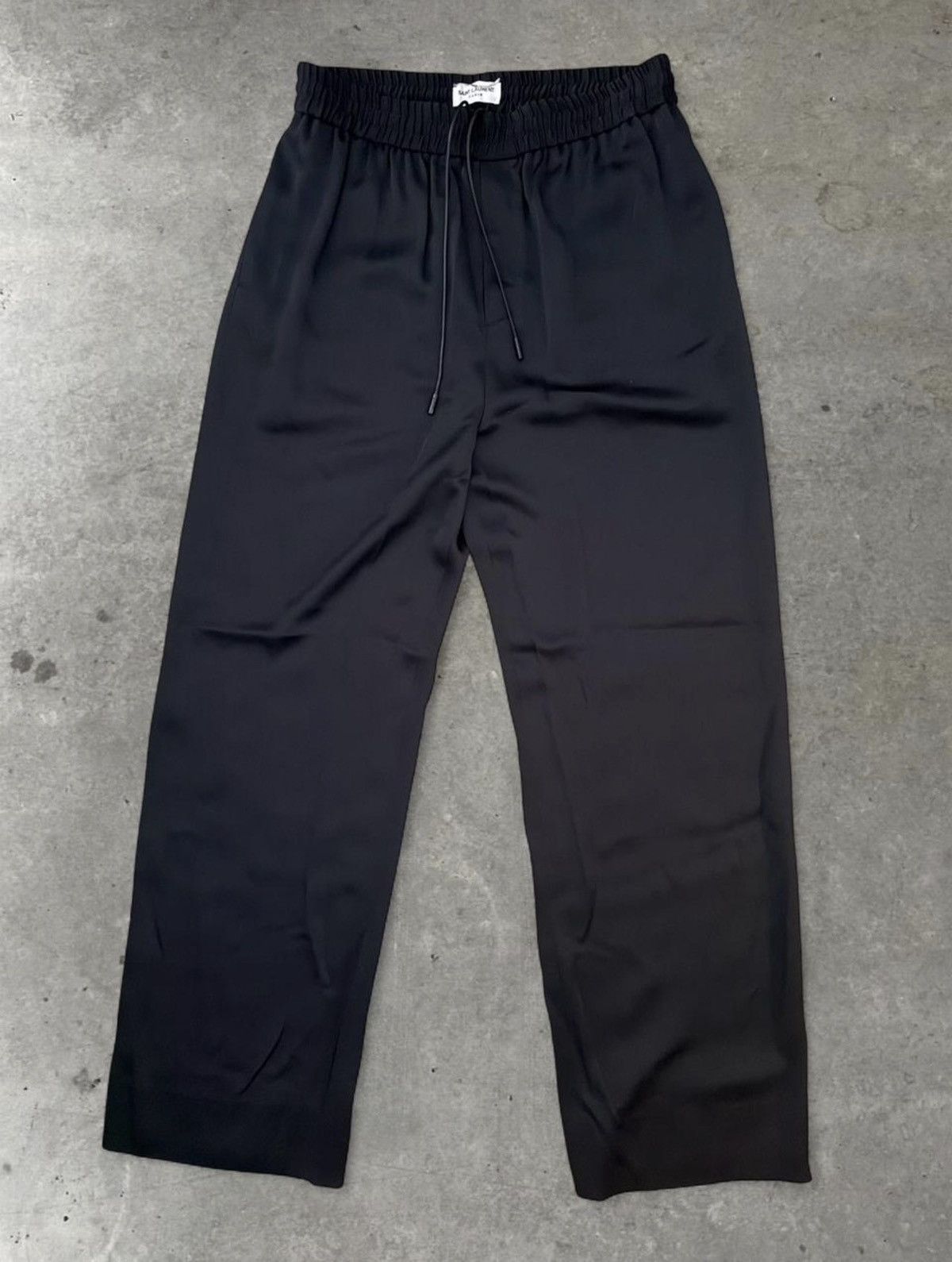 Saint Laurent viscouse satin wide leg track pants