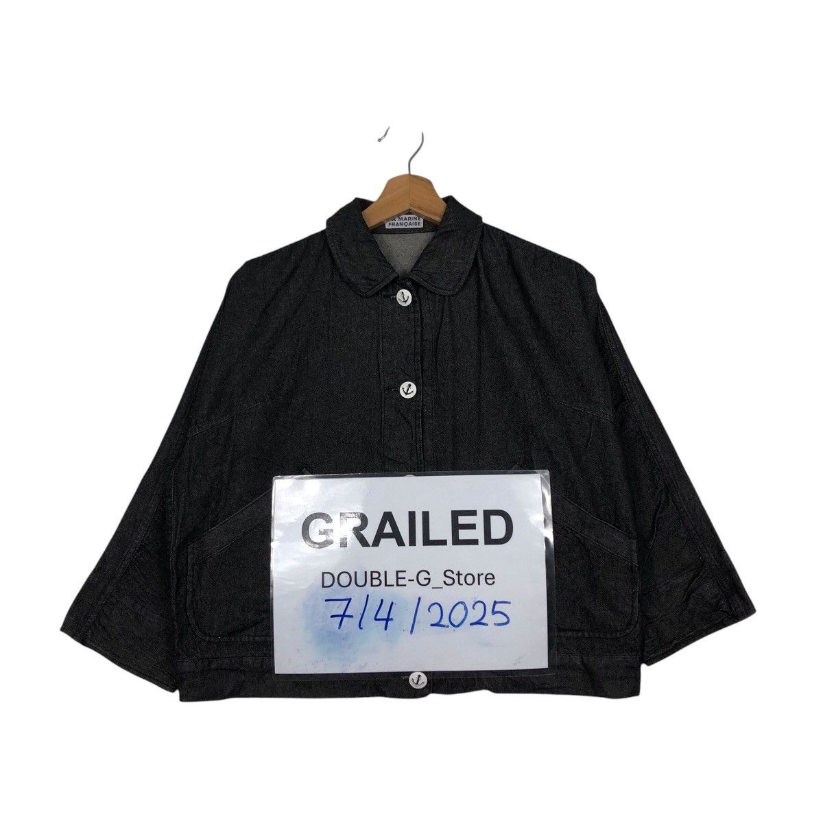 45rpm 📌Vintage Cropped Denim Jacket Worker La Marine Francaise Size US M / EU 48-50 / 2 - 1 Thumbnail