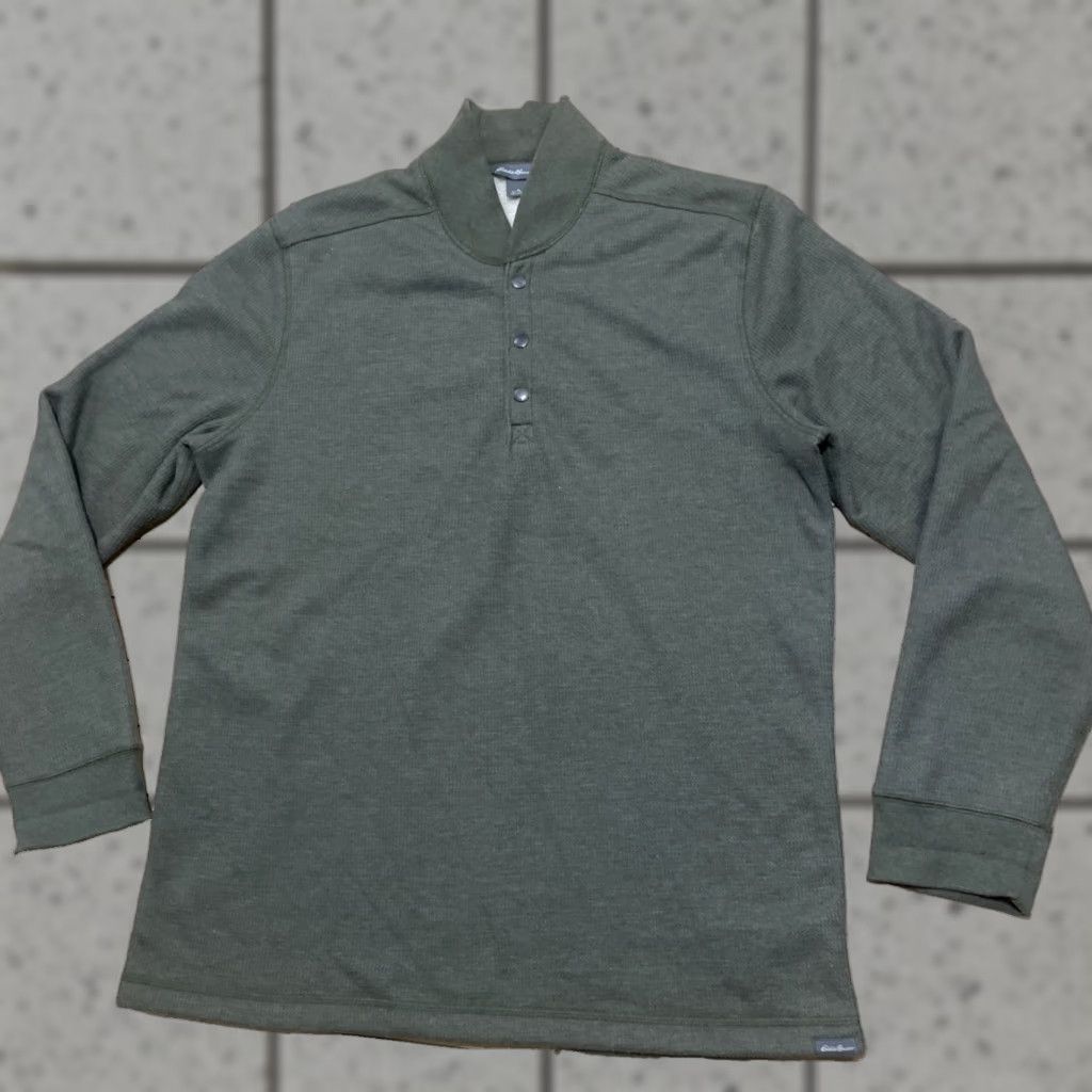 Eddie Bauer Eddie Bauer Fleece Waffle Knit Thermal Shirt Men LT Green Pique Olive Earthy Capsule Large Tall LT Green Thermal Waffle Knit Shirt Mens Size US L / EU 52-54 / 3 - 1 Thumbnail