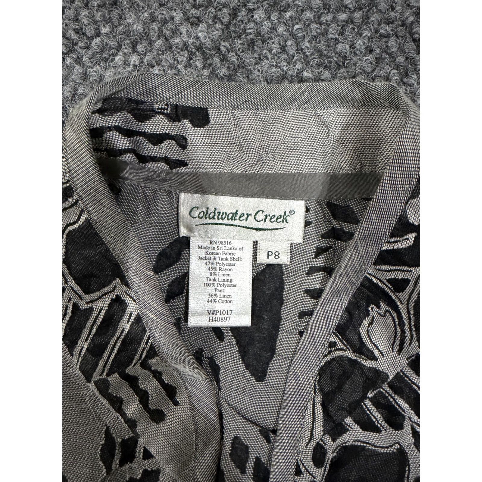 Coldwater Creek VINTAGE Coldwater Creek Jacket Womens Petite 8 Gray Floral Kimono 3/4 Sleeve Open Front Size M / US 6-8 / IT 42-44 - 3 Thumbnail