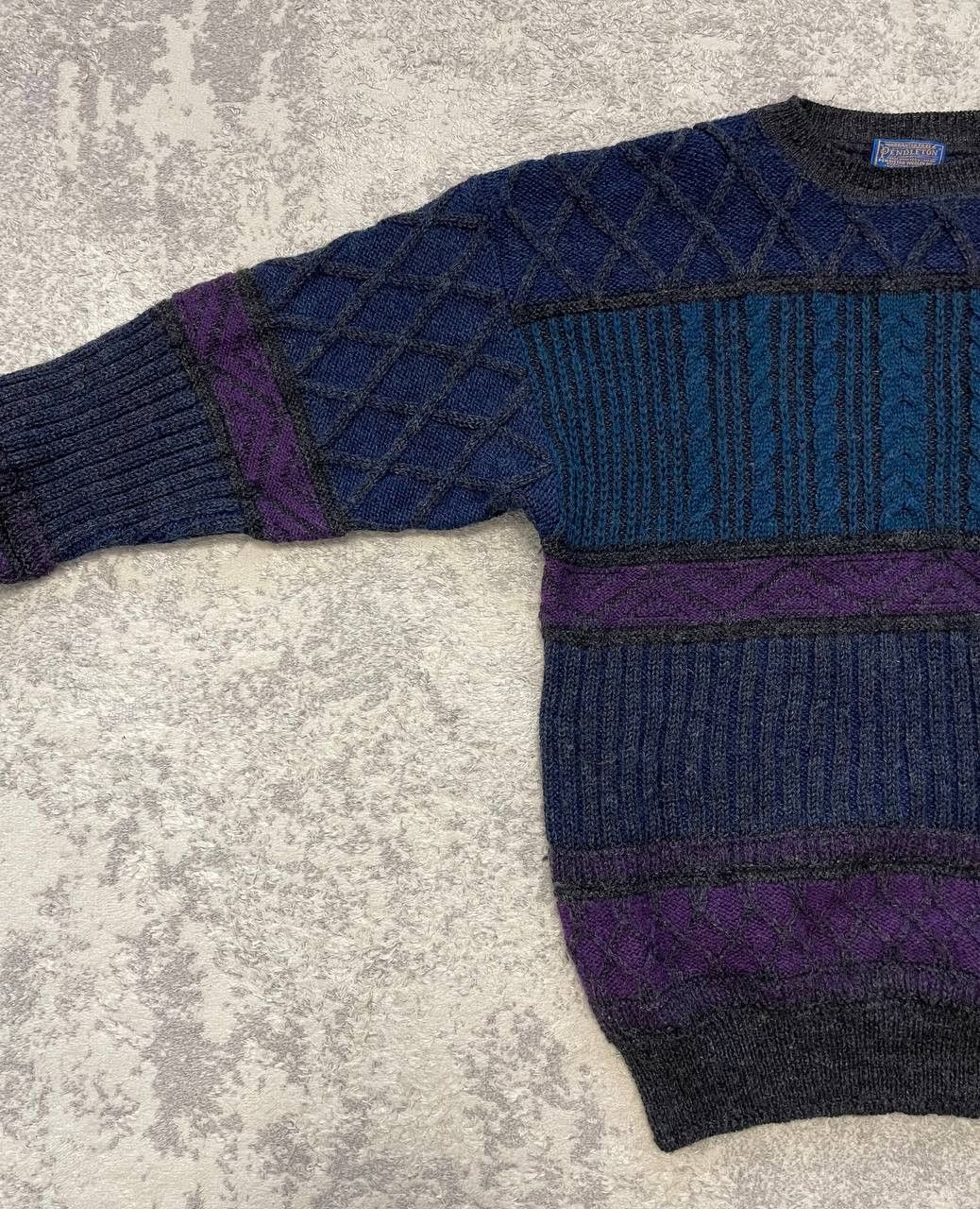Pendleton Vintage LOBO Wool Sweater Textured Knit Oversize 90s, USA Size US L / EU 52-54 / 3 - 3 Thumbnail