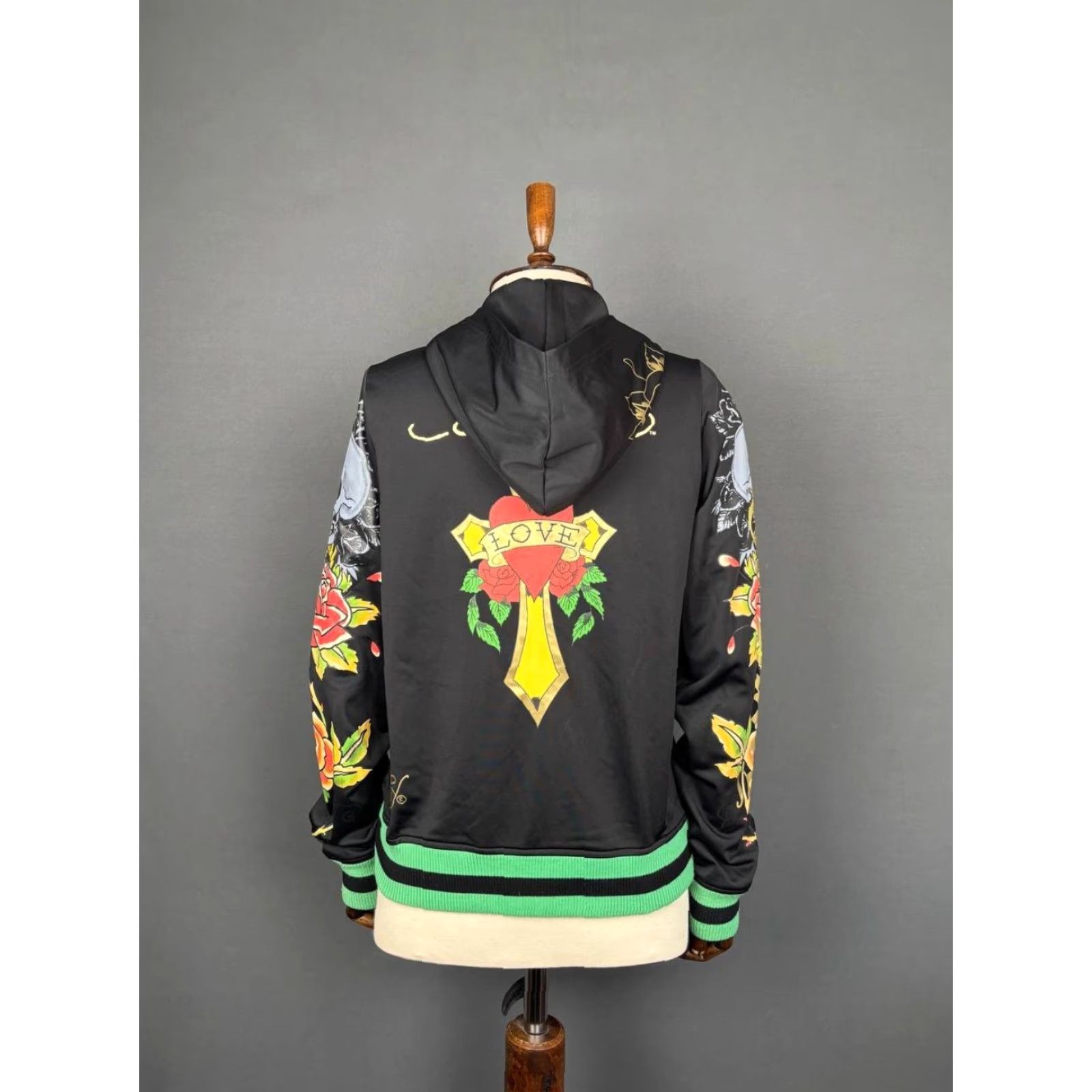Ed Hardy Ed Hardy Love Women Track Jacket L Black Polyester Full Zipper Hooded Size L / US 10 / IT 46 - 2 Thumbnail