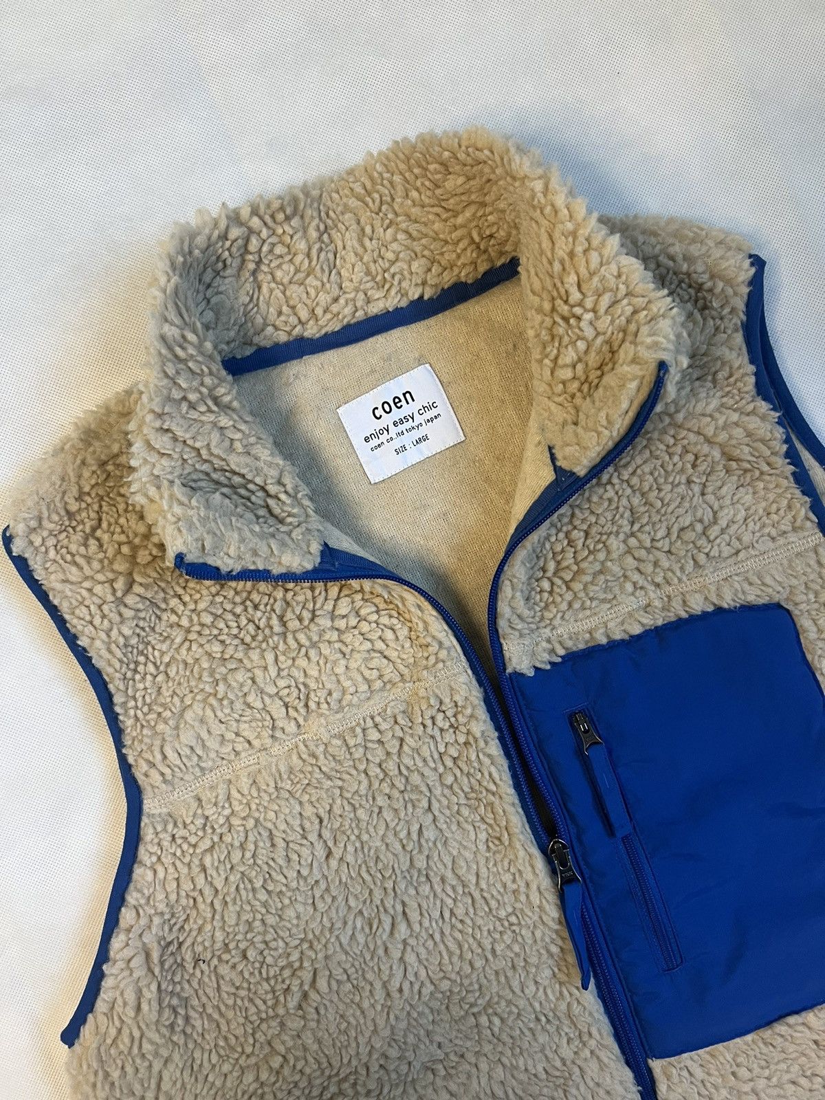 Japanese Brand Coen Tokyo Japanese Brand Beige Sherpa Fleece Outdoor Vest Size US L / EU 52-54 / 3 - 4 Thumbnail