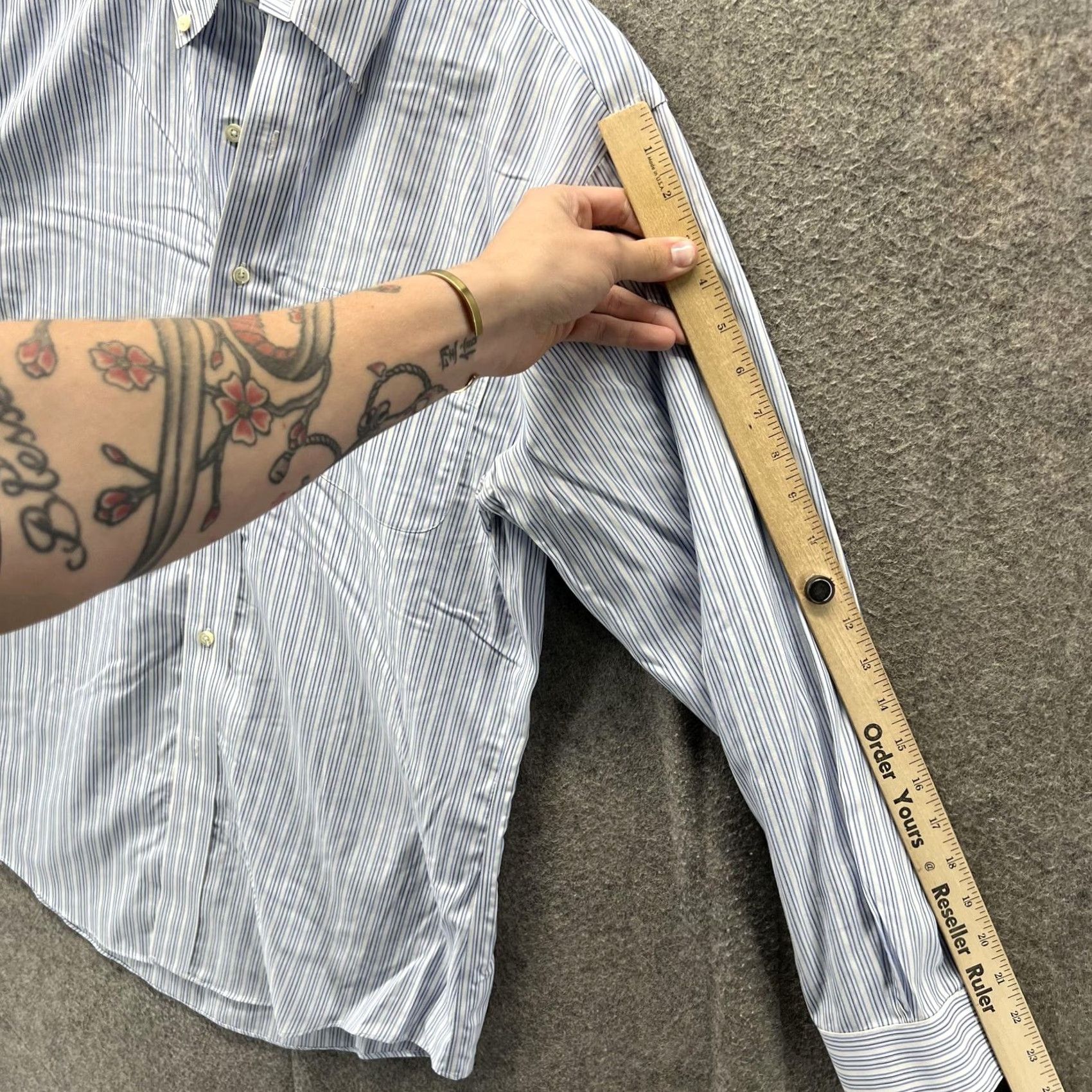 Brooks Brothers Brooks Brothers Shirt Mens 15.5 Blue Stripe 346 Non Iron Cotton Dress Shirt Long Sleeve Button-Down Collar Barrel Cuff Size US L / EU 52-54 / 3 - 4 Thumbnail