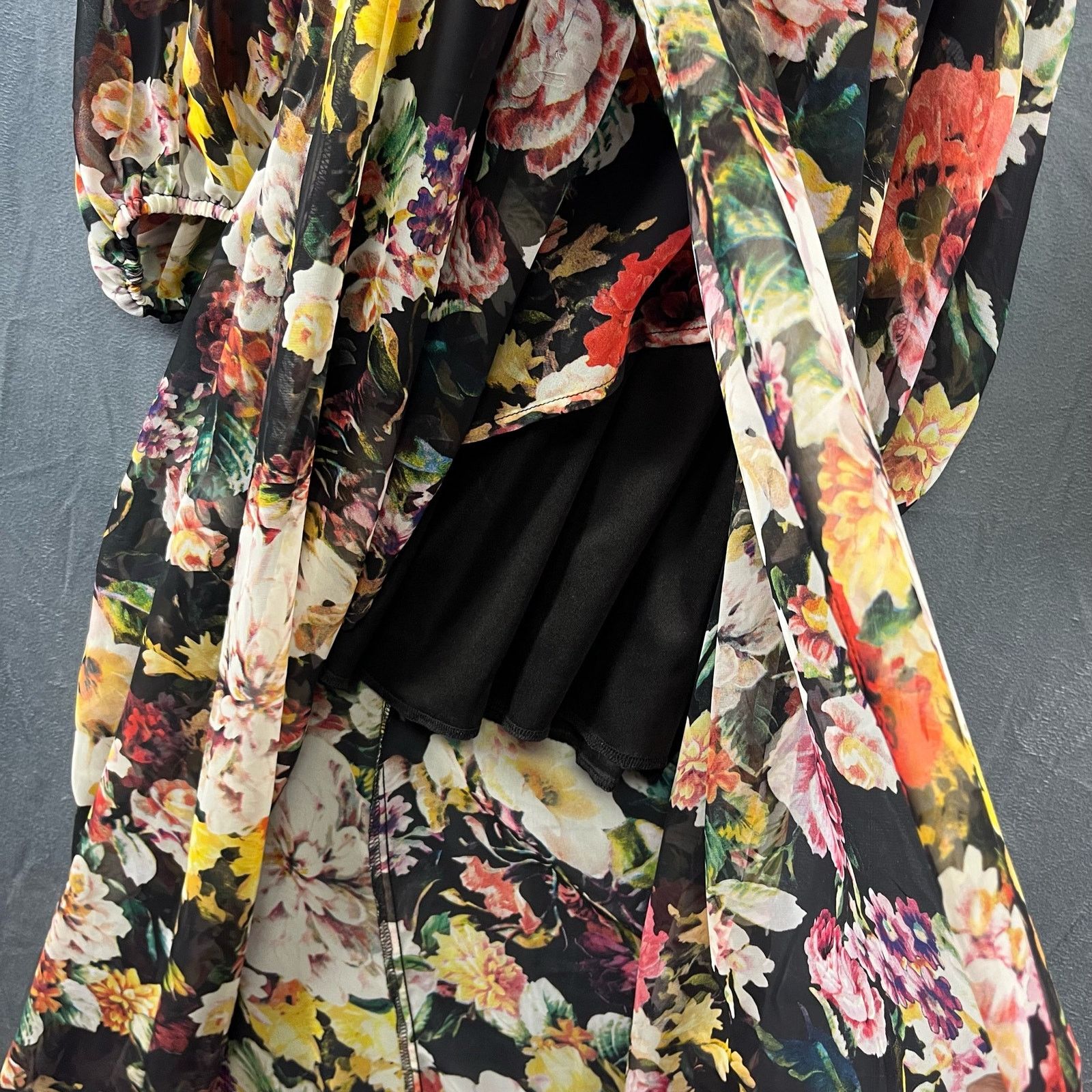 Other Floral Chiffon Maxi Dress Sleeves Cottage Peek A Boo Back Size S / US 4 / IT 40 - 7 Thumbnail