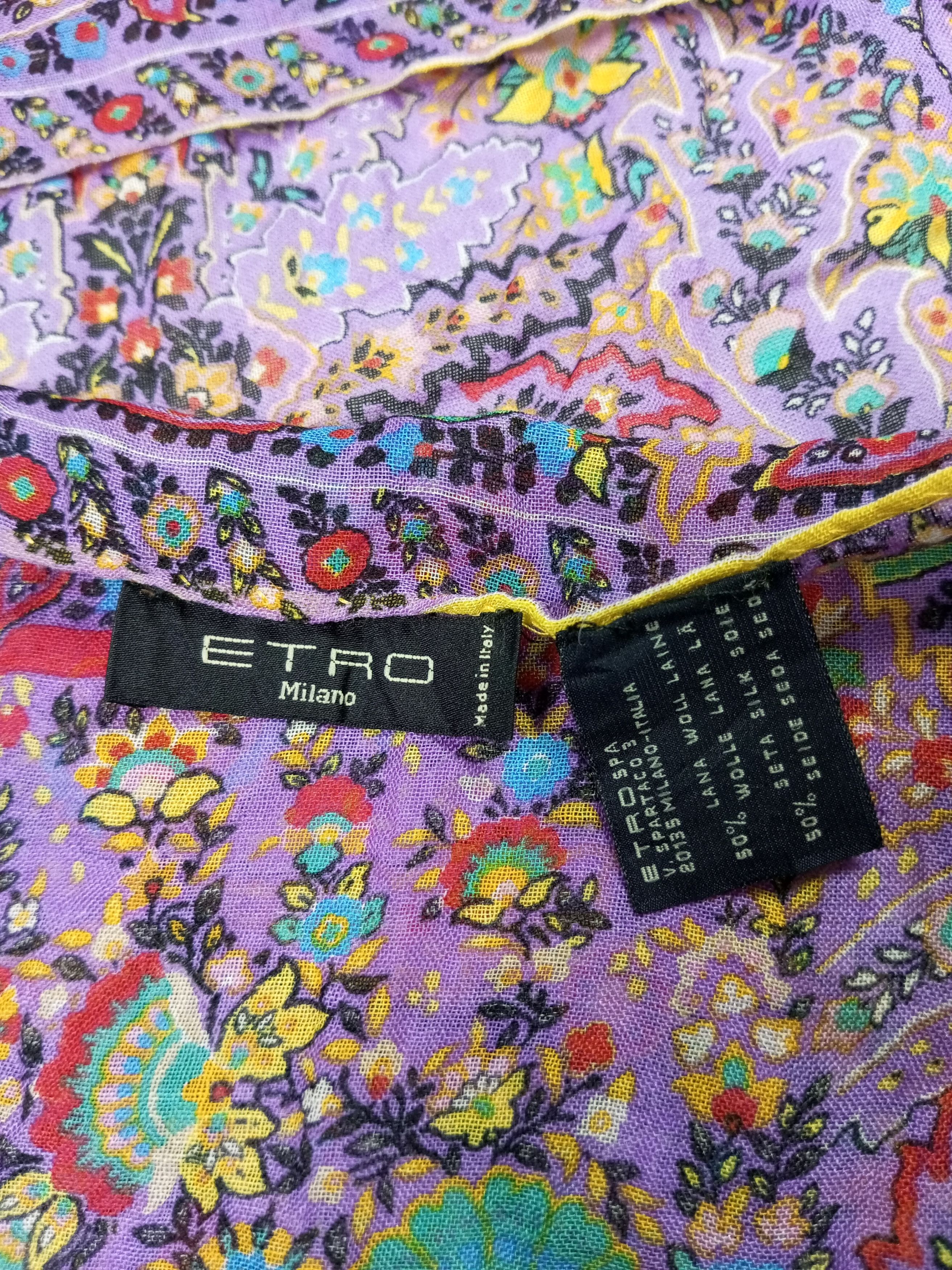 Etro × Vintage Etro Milano 50% Woll 50% Silk Scarf Size ONE SIZE - 5 Thumbnail