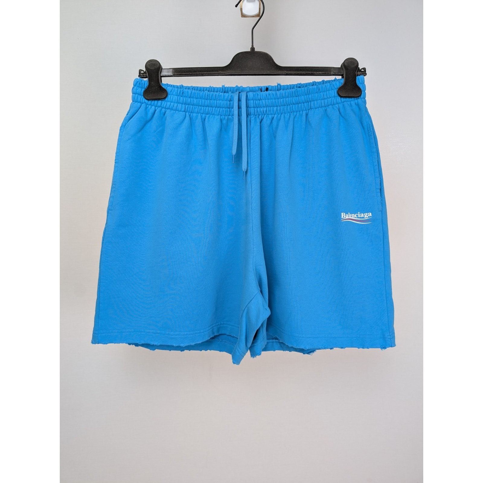 Balenciaga o1rshd1 Q:2 / Pol Camp Crack Print Med Moll Shorts in Blue Size US 34 / EU 50 - 1 Thumbnail