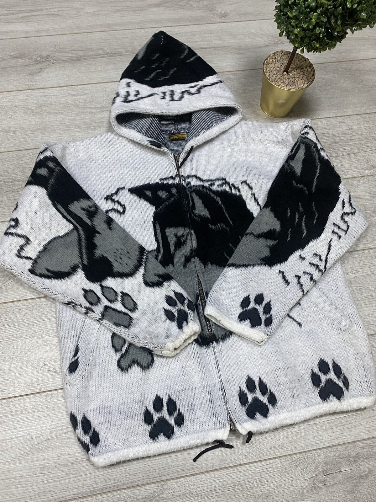 Vintage Wolves Dogs 🐺 forest Y2K vintage fleece zip all over print Size US XL / EU 56 / 4 - 3 Thumbnail