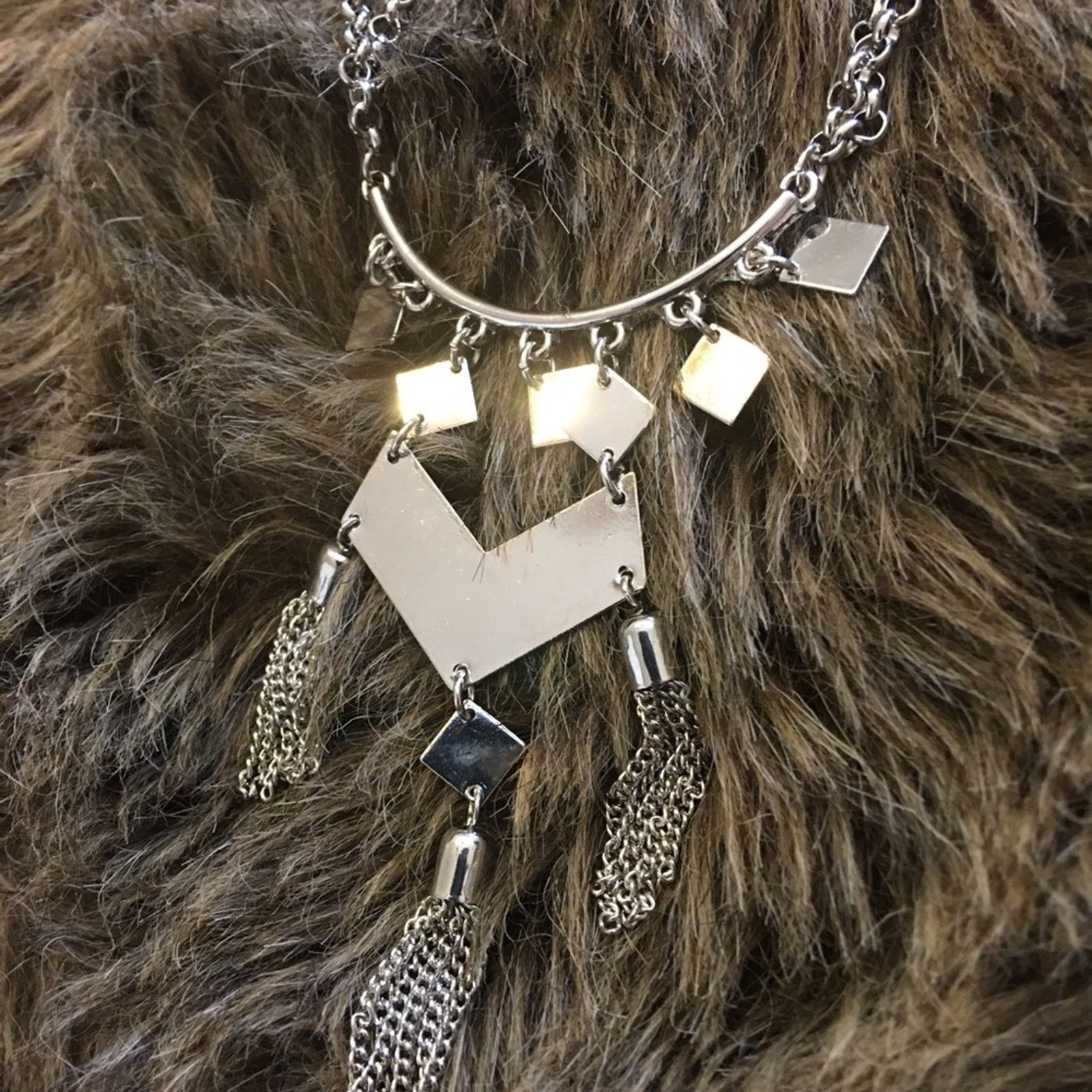 Jewelry Vendome silver tassel double chain necklace NWT Size ONE SIZE - 8 Thumbnail