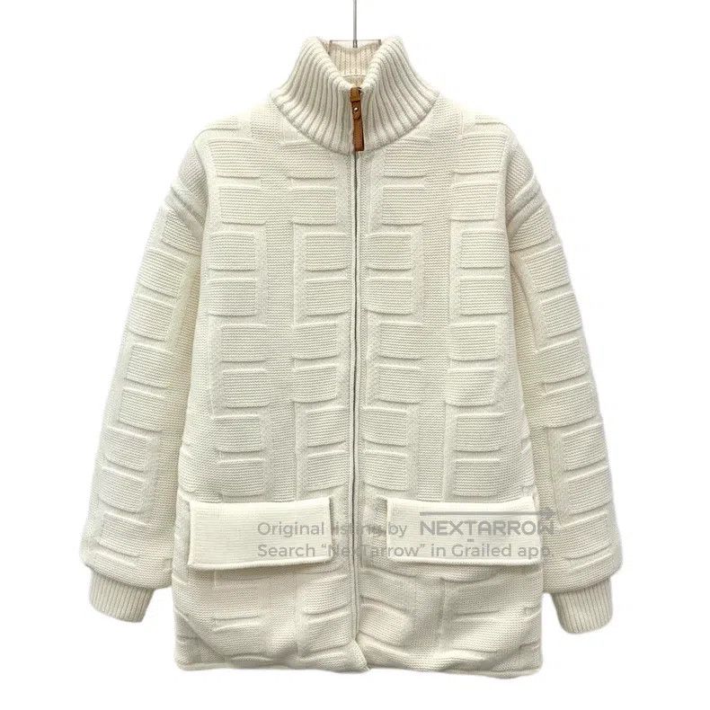 Hermes Hermes Ivory Texture Wool Stand Collar Zipper Long Sleeve Size XXS / US 00 / IT 34 - 1 Thumbnail