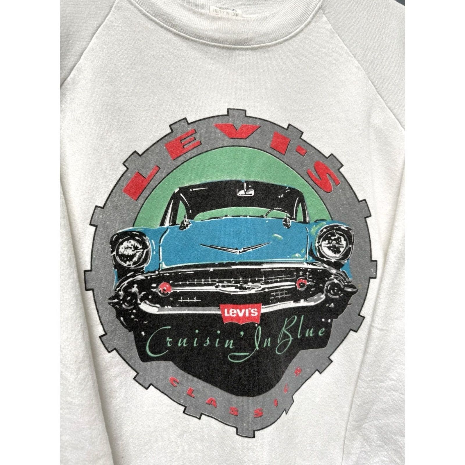Fruit Of The Loom VINTAGE 80’s Blue Sweatshirt XL Classic Car Cruisin In Mens Size US XL / EU 56 / 4 - 4 Thumbnail
