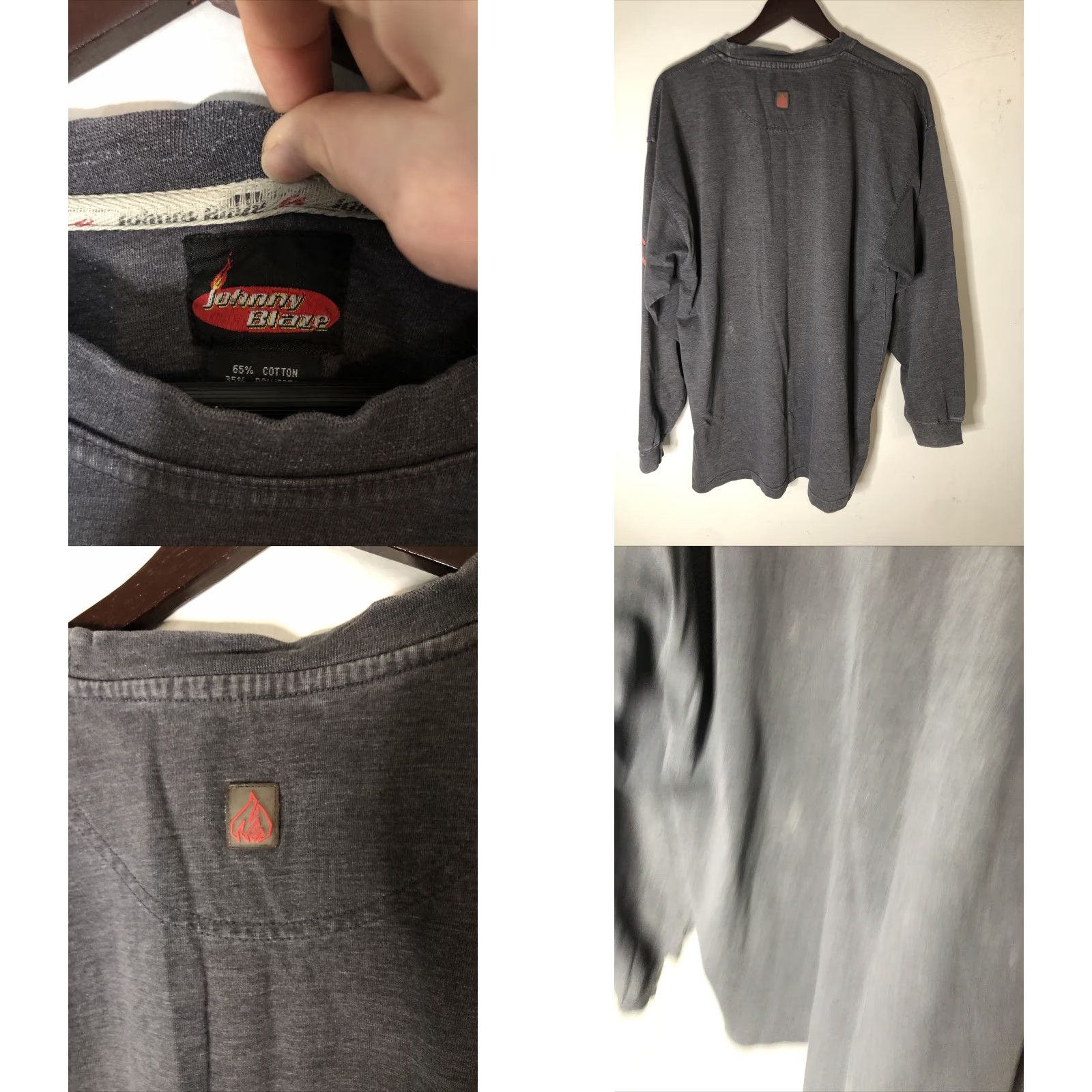 Vintage VINTAGE Johnny Blaze Long Sleeve Shirt XL 90s Hip Hop Wutang Rare Gray Mens Shirts Size US XL / EU 56 / 4 - 8 Thumbnail