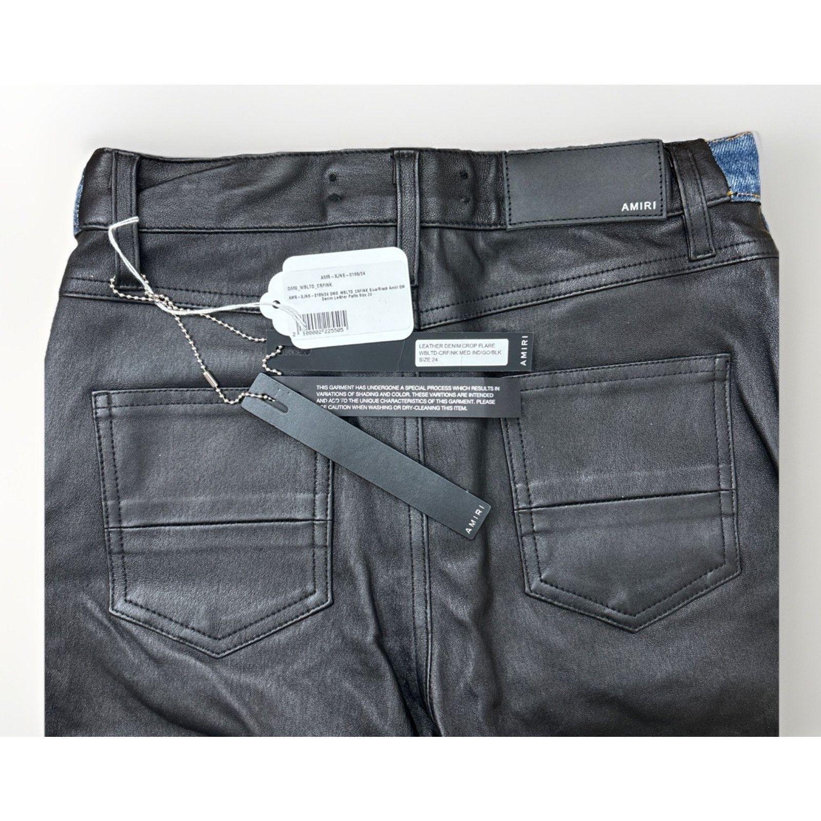 Amiri AMIRI Denim Leather Indigo/Black Distressed Jeans - Size 24 Size 24" / US 00 / IT 34 - 5 Thumbnail