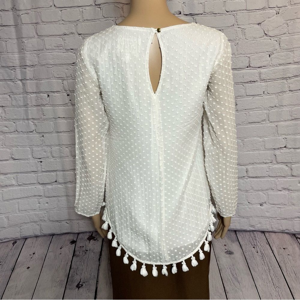 Other STS Sail To Sable White Silk Long Sleeve Tassel Blouse Size Size XXS / US 00 / IT 34 - 4 Thumbnail
