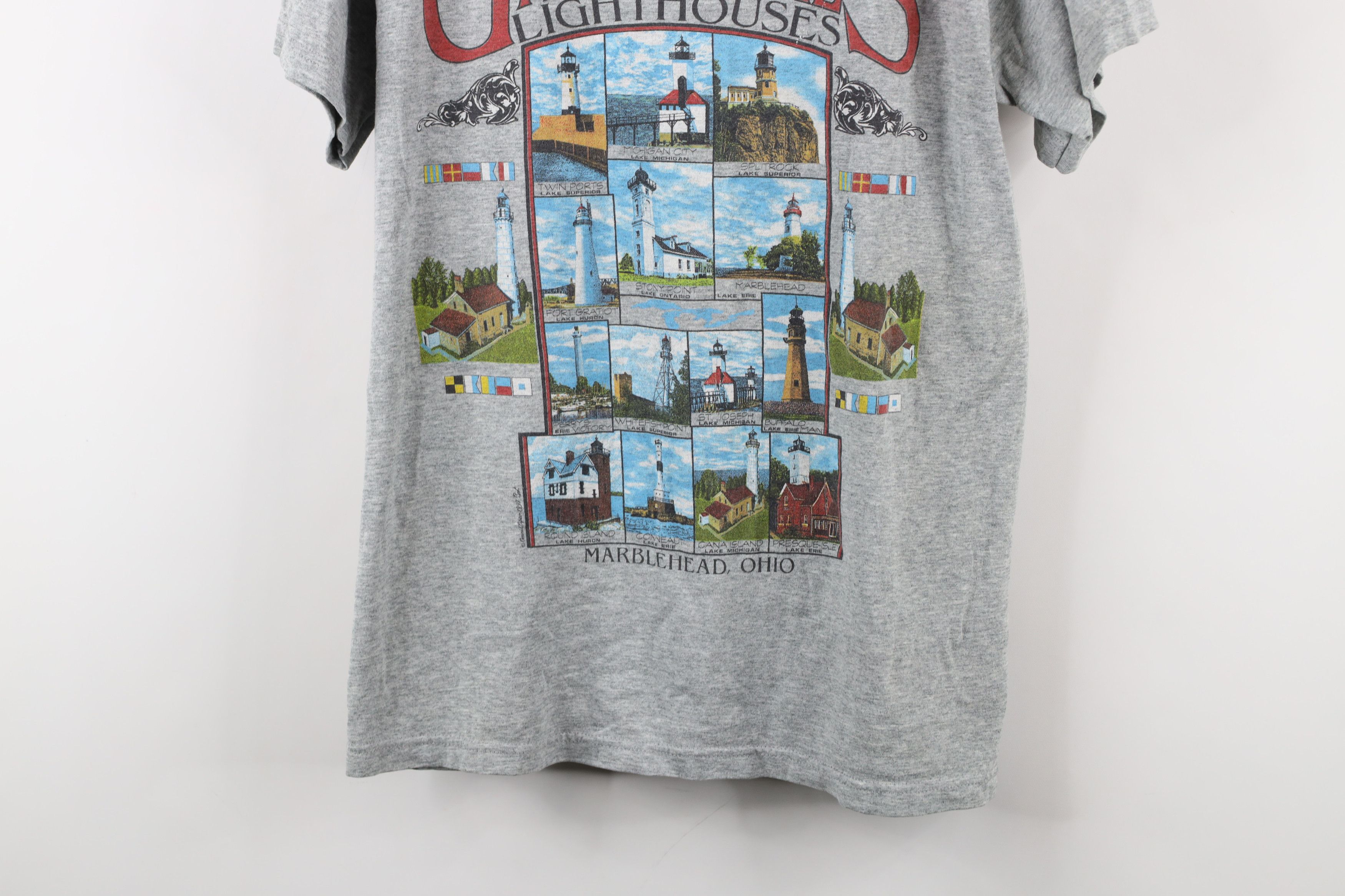 Vintage Vintage 90s Ohio Great Lakes Lighthouses T-Shirt Gray Size US M / EU 48-50 / 2 - 3 Thumbnail