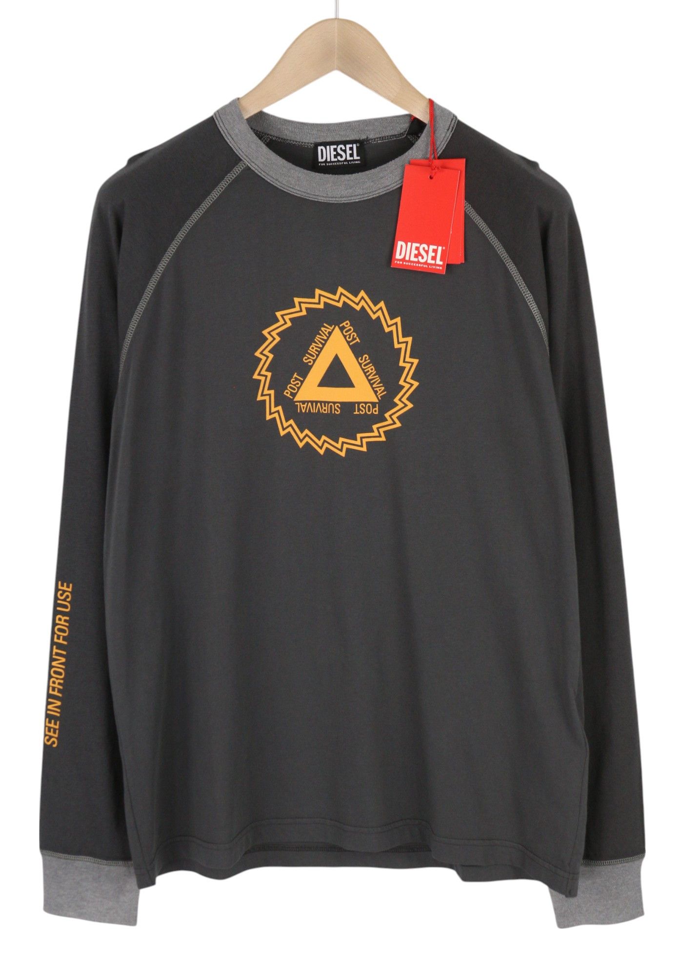 Diesel T-JUSLAN-LS XL Grey d Crew Neck Tricot T-Shirt 85144 Size US XL / EU 56 / 4 - 1 Thumbnail