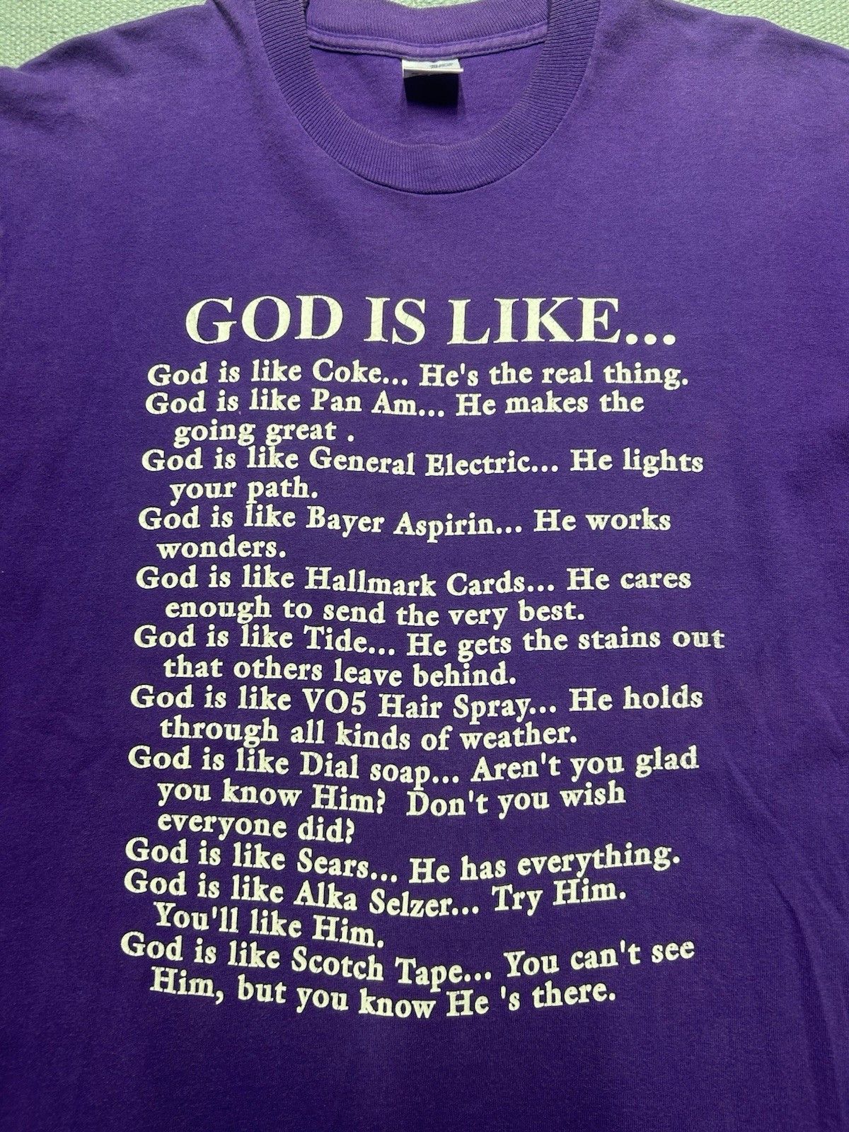 Vintage Vtg 90 graphic t shirt god is like religious Jesus tee large Size US L / EU 52-54 / 3 - 2 Thumbnail