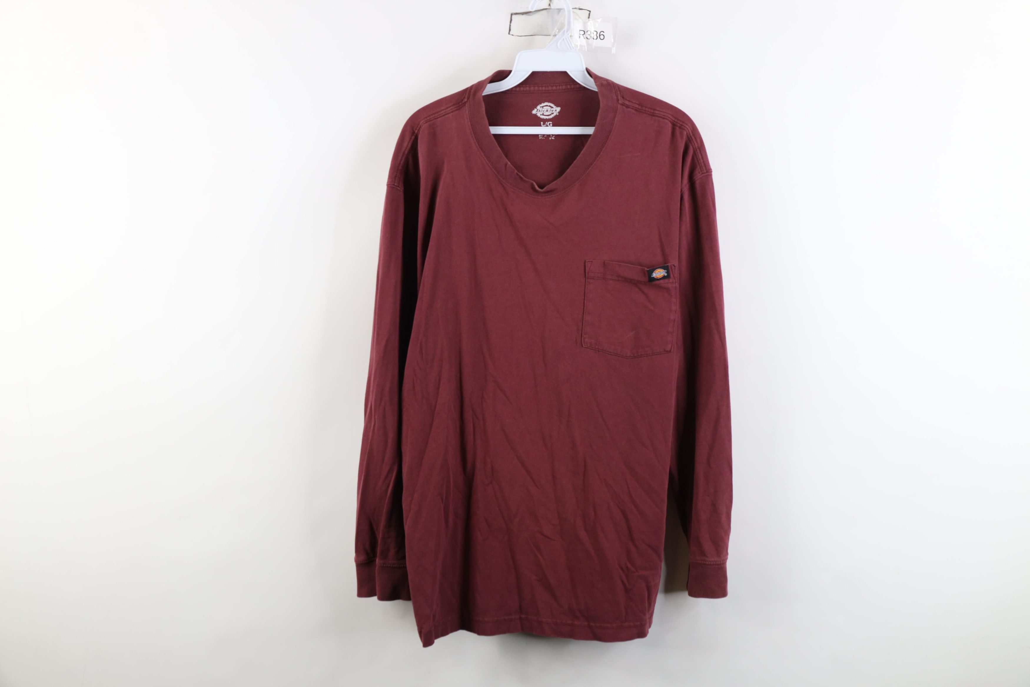 Dickies Vintage Y2K Dickies Long Sleeve Pocket T-Shirt Burgundy Size US L / EU 52-54 / 3 - 1 Thumbnail
