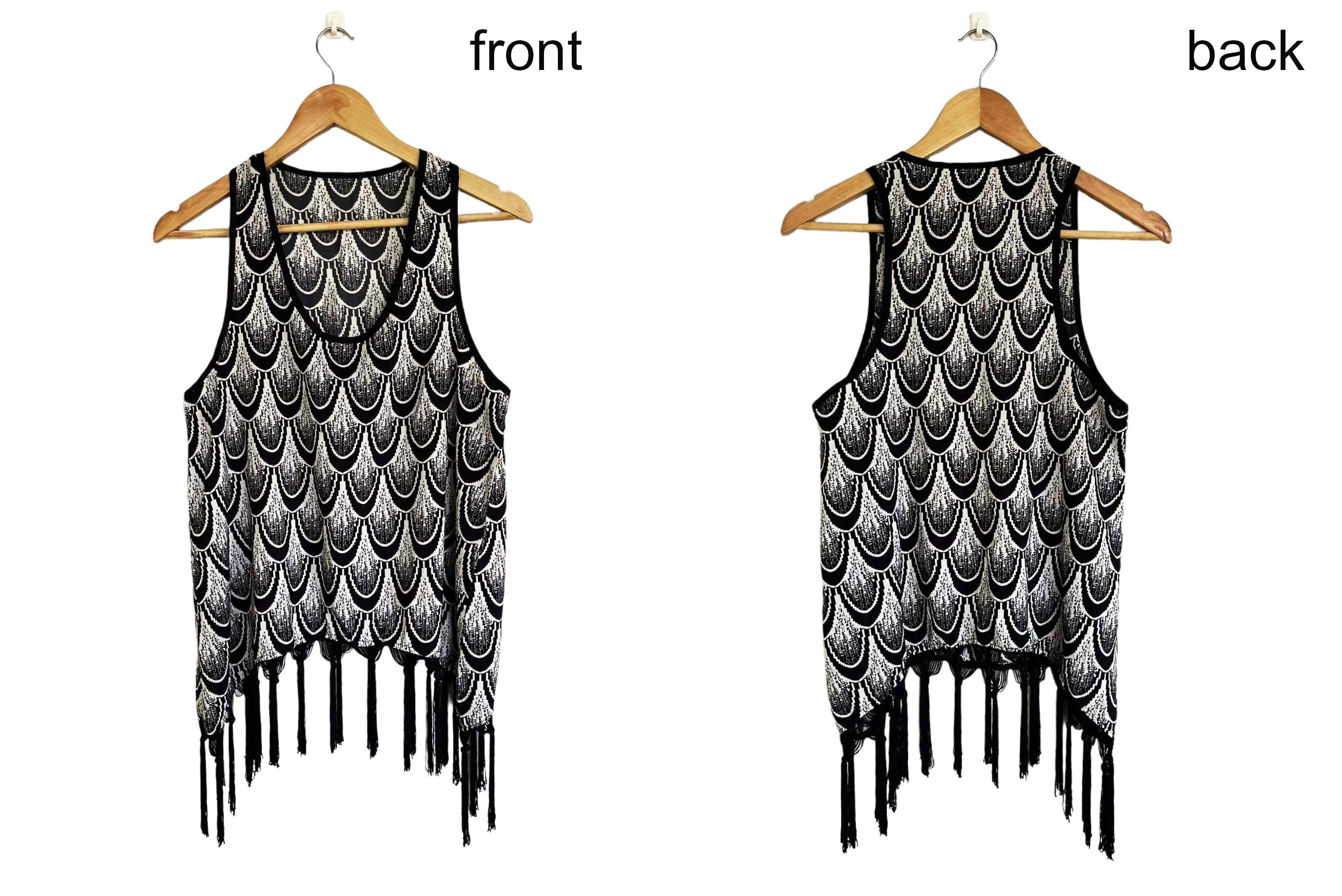Vintage Festival Fringe Tank Top in Black and White graphic prints Size S / US 4 / IT 40 - 2 Thumbnail