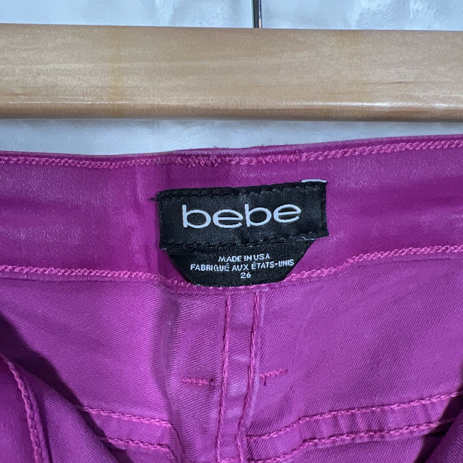 Bebe Bebe Women's Purple Shiny Pants Size 26 Zipper Pockets Size 26" / US 2 / IT 38 - 2 Thumbnail