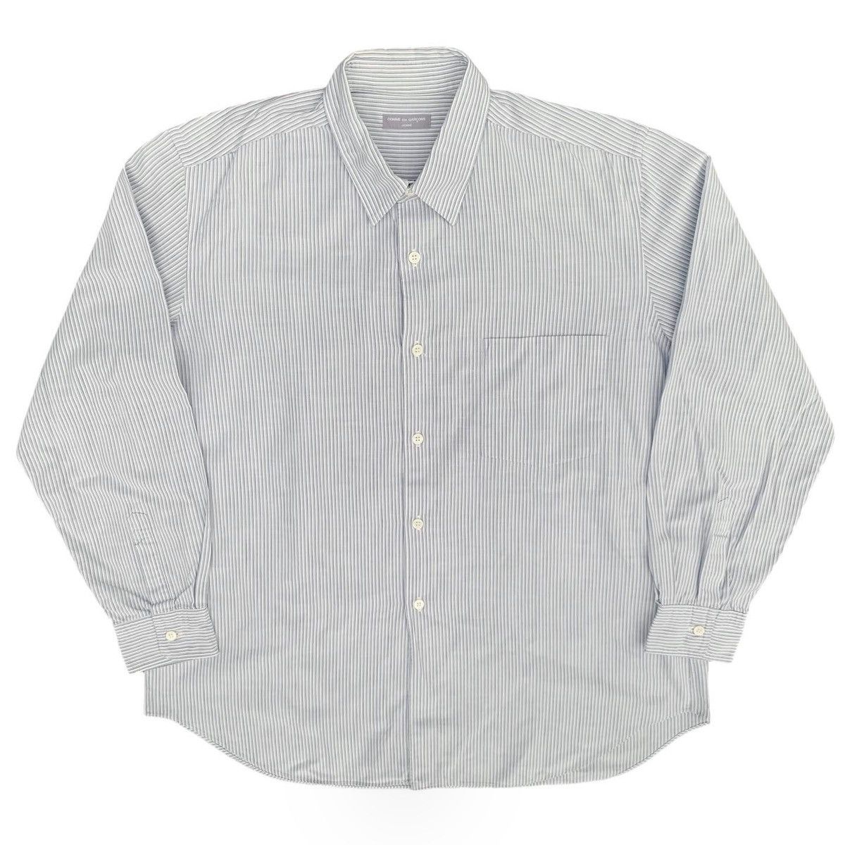 image of Comme Des Garcons x Comme Des Garcons Homme Stripes Button Up Shirt in White/Gray, Men's (Size XL)