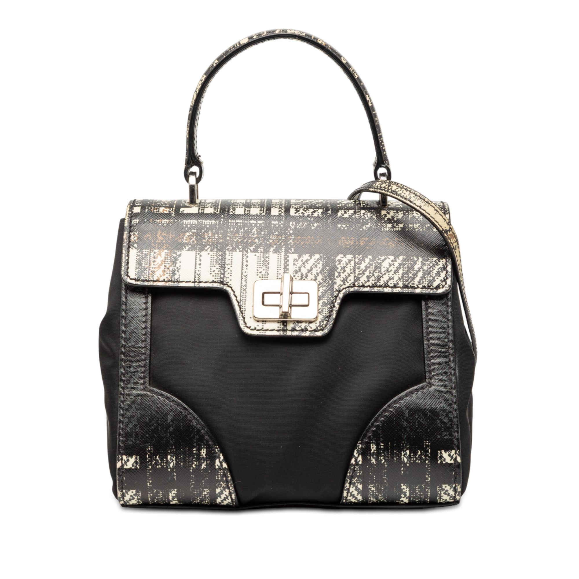 Prada Prada Tartan Saffiano Trimmed Tessuto Satchel Size ONE SIZE - 1 Thumbnail