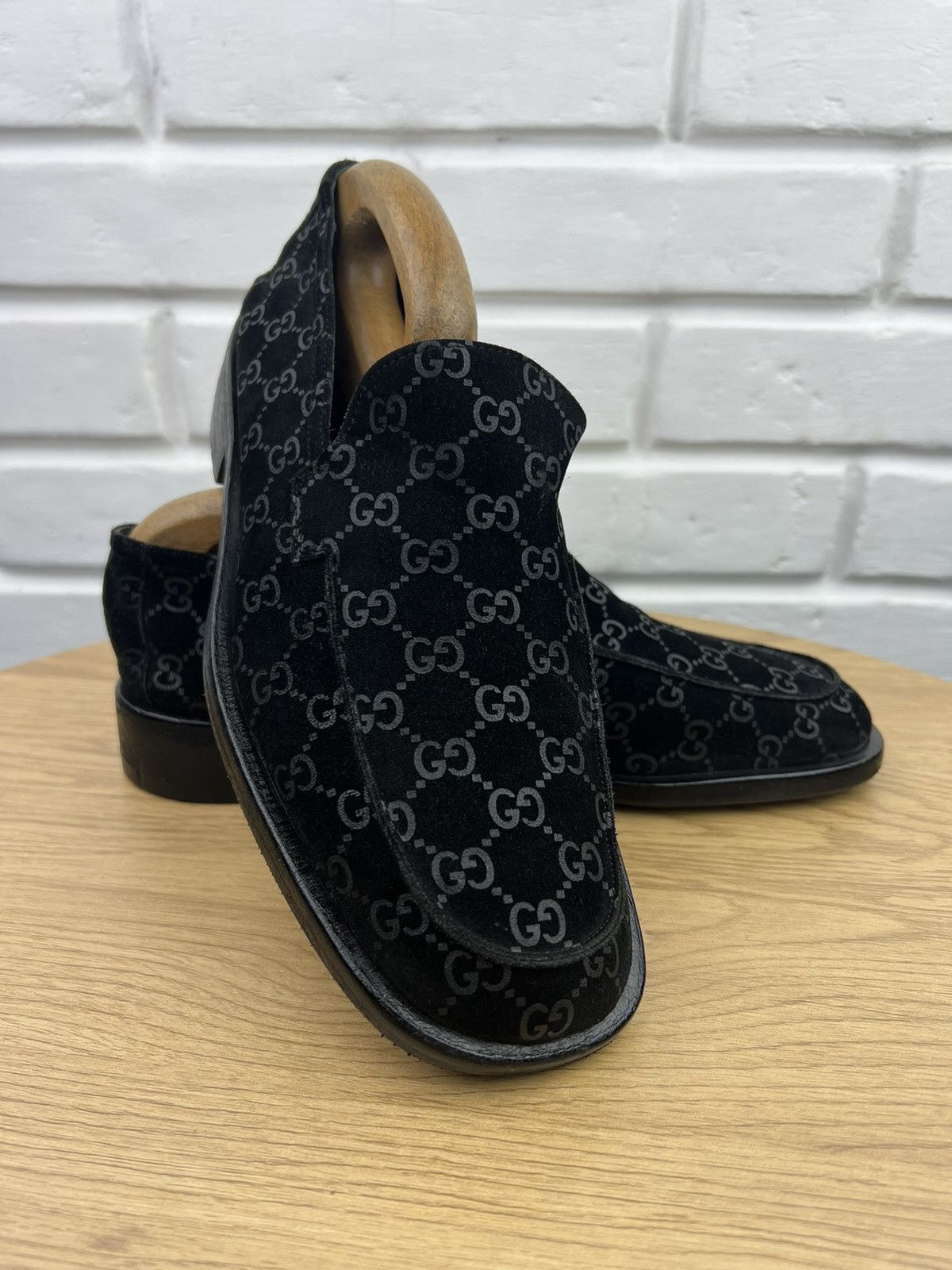 Gucci GUCCI Loafers Suede Shoes GG Monogram Canvas Black Men’s Size US 8 / EU 41 - 2 Thumbnail