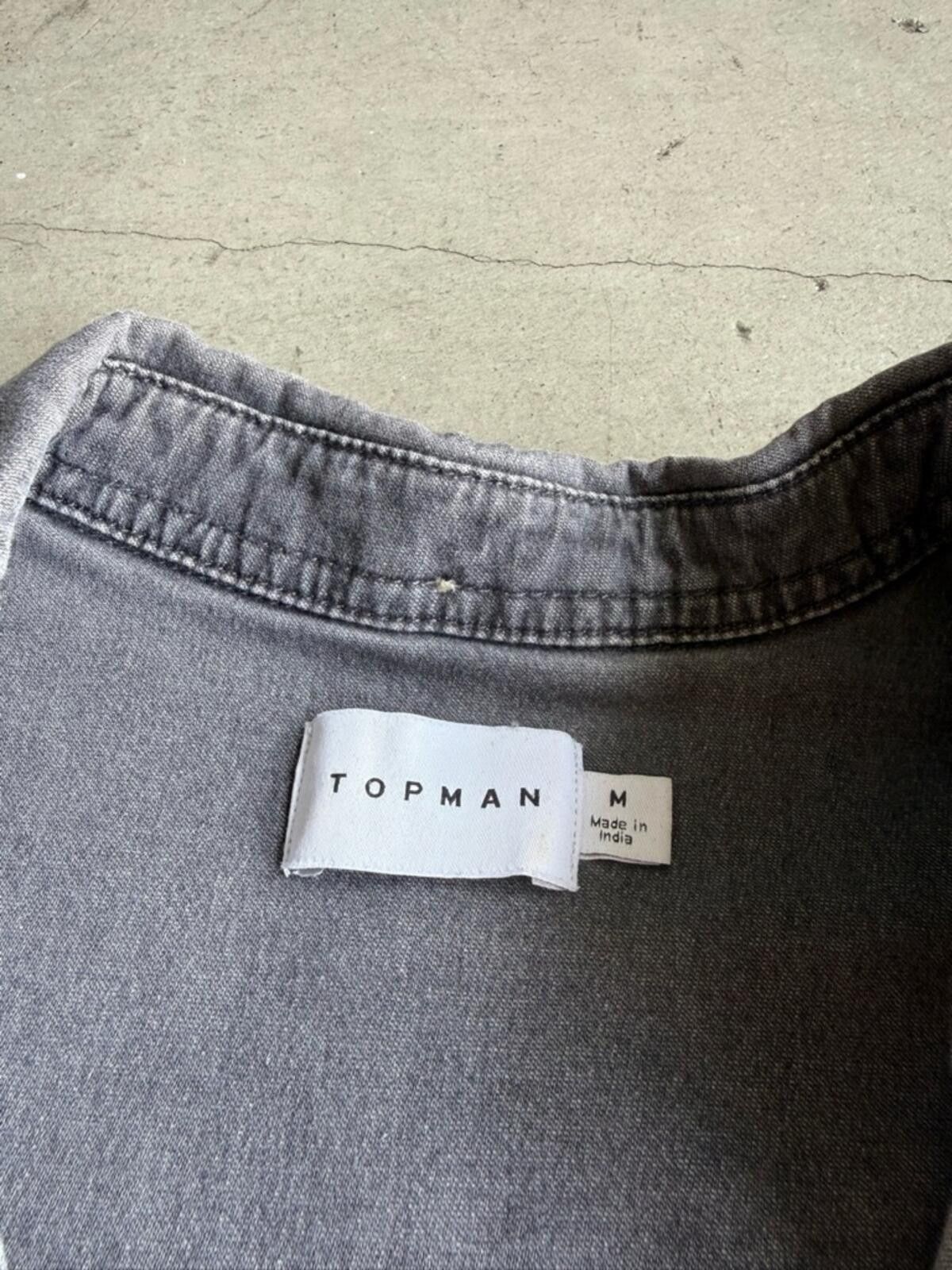 Topman Topman / Button Up Denim Shirt Casual Stretch / Gray Size US M / EU 48-50 / 2 - 10 Thumbnail