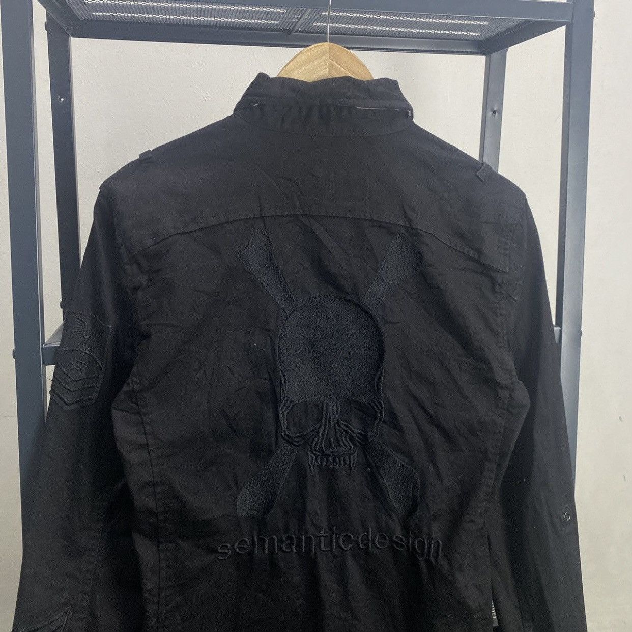semanticdesign Semantic Design Black Tonal Skull Embroidered Military Shirt Size US M / EU 48-50 / 2 - 3 Thumbnail
