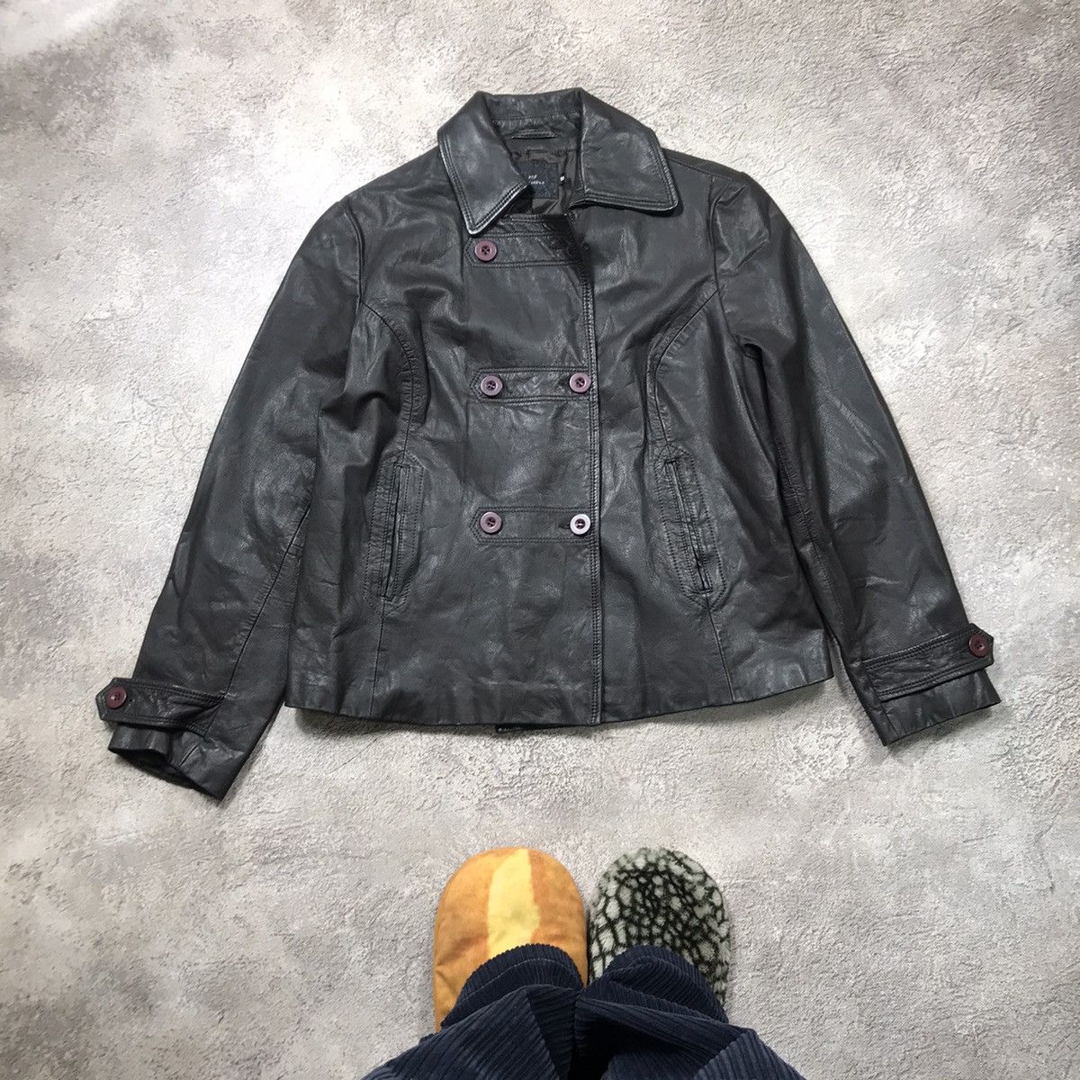 Vintage Vintage 90s Faded Black Double Breasted Jacket Streetwear M Size M / US 6-8 / IT 42-44 - 1 Thumbnail