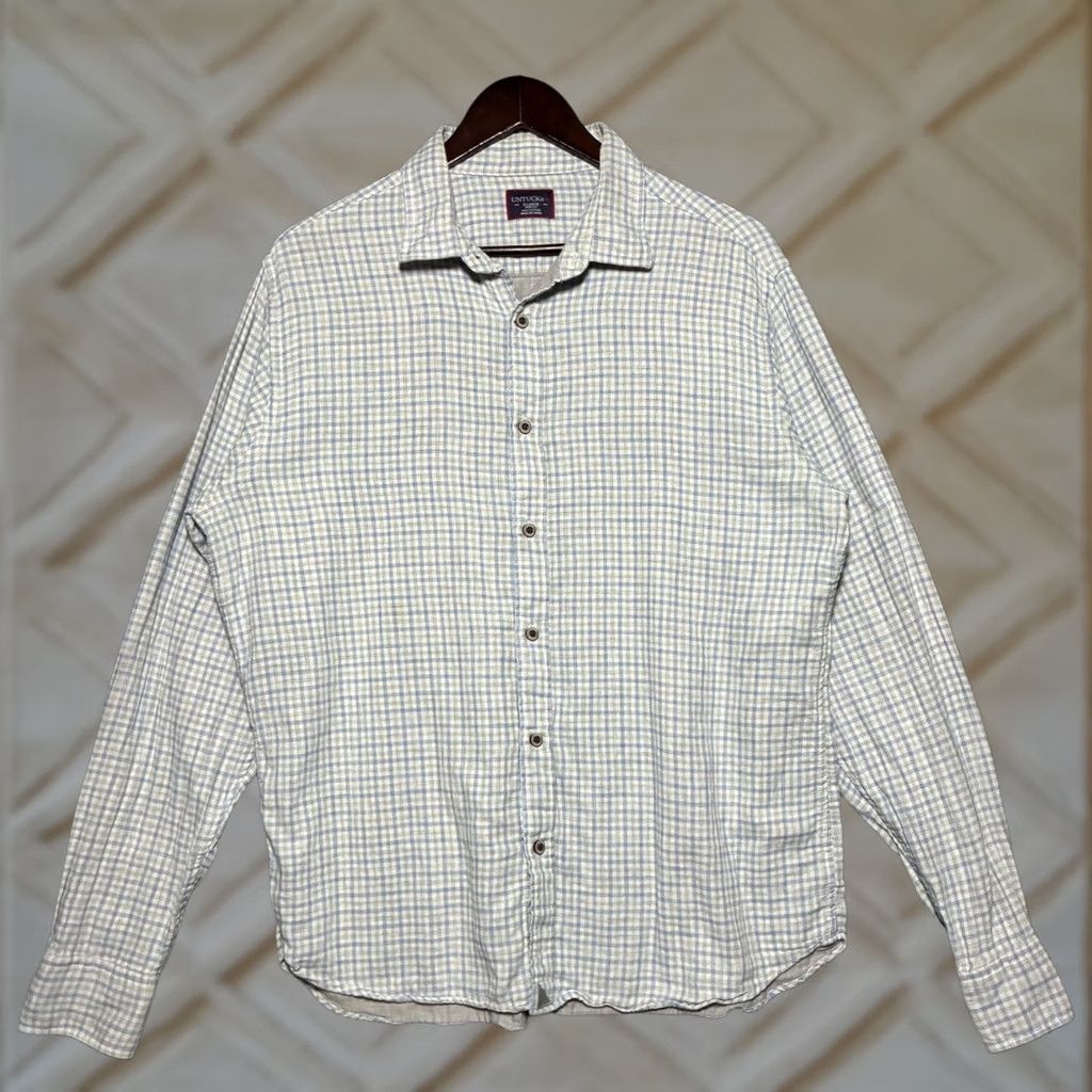 UNTUCKit UNTUCKit Gingham Check Slim Fit Button Down Shirt Mens XL Blue Grey Shirt Mens XL Blue Grey Size US XL / EU 56 / 4 - 1 Thumbnail