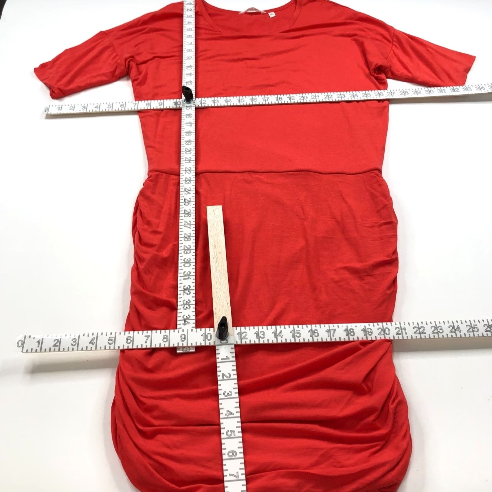 Athleta Athleta Solstice Tee Dress Midi Ruched Orange 243065 Women L Solid Jersey Round Neck Short Sleeve Classic T-Shirt Dress Size L / US 10 / IT 46 - 5 Thumbnail