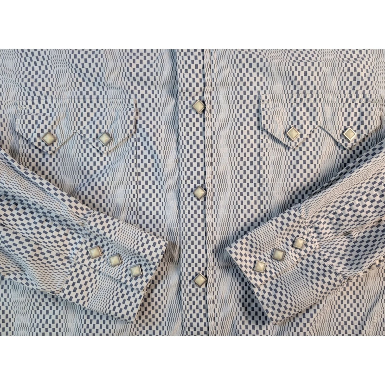 Lucky Brand Lucky Brand Western Dungarees Button-Up Shirt M Men White Plaid Long Sleeve Diamond Snaps 52in Chest Vintage: No Size US M / EU 48-50 / 2 - 5 Thumbnail