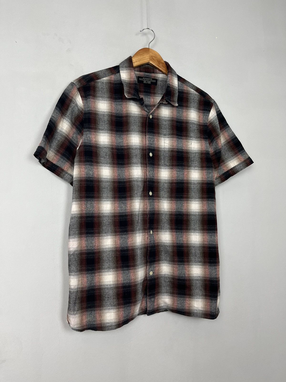 Allsaints Allsaints Dwight SS Plaid Cotton Short Sleeve Shirt Size US L / EU 52-54 / 3 - 4 Thumbnail
