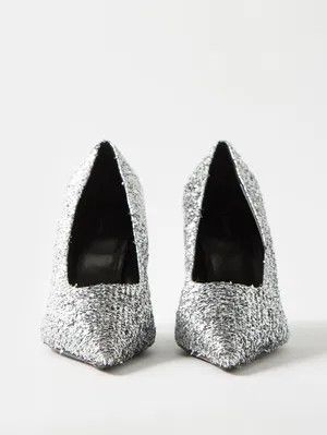 Balenciaga o1y0625 Spike Heel Pumps in Silver Size US 8 / IT 38 - 4 Thumbnail