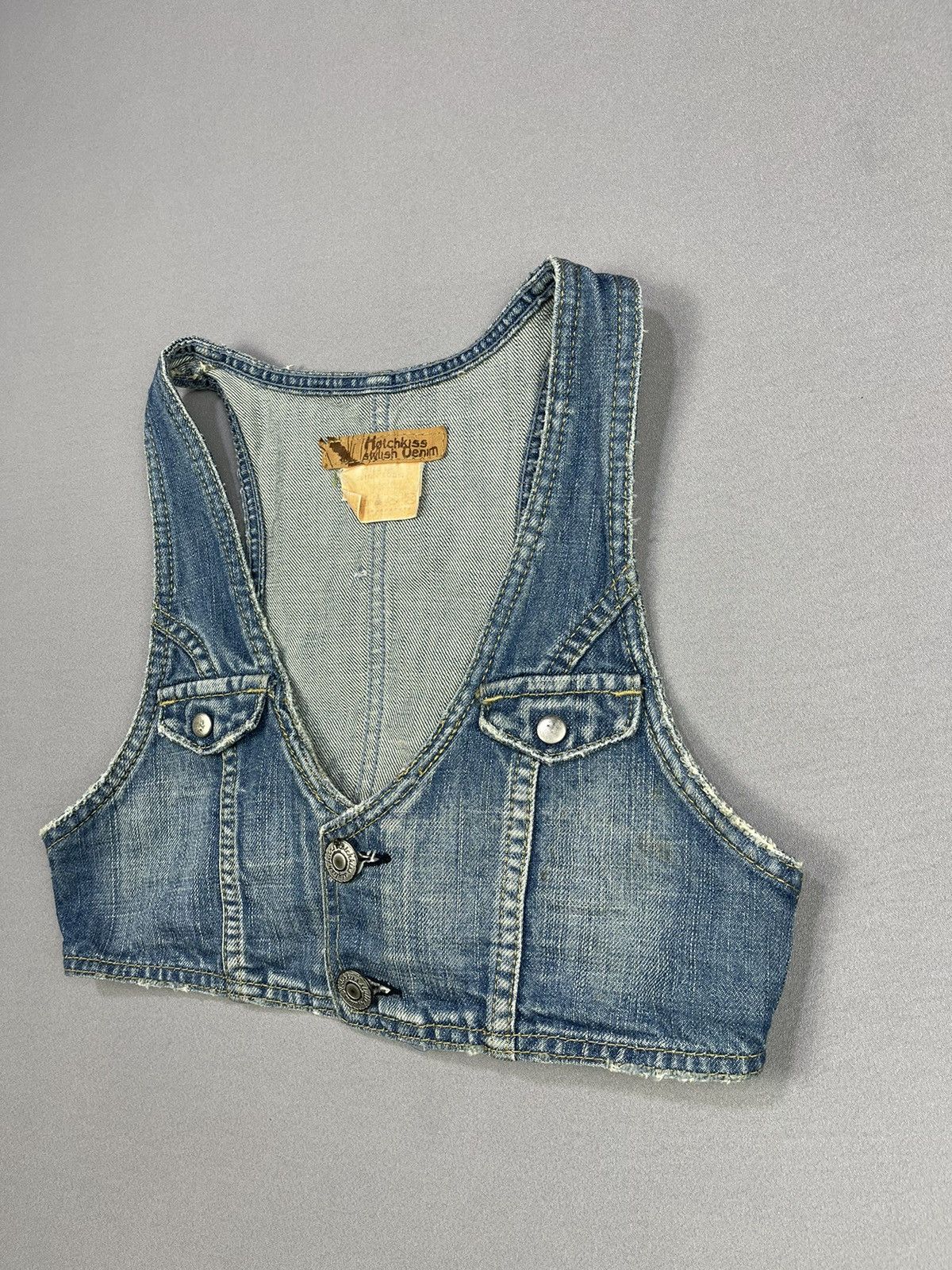 If Six Was Nine RARE🔥 Vintage HOTCHKISS Stylish Denim Bra Tank Tops Size XS / US 0-2 / IT 36-38 - 2 Thumbnail