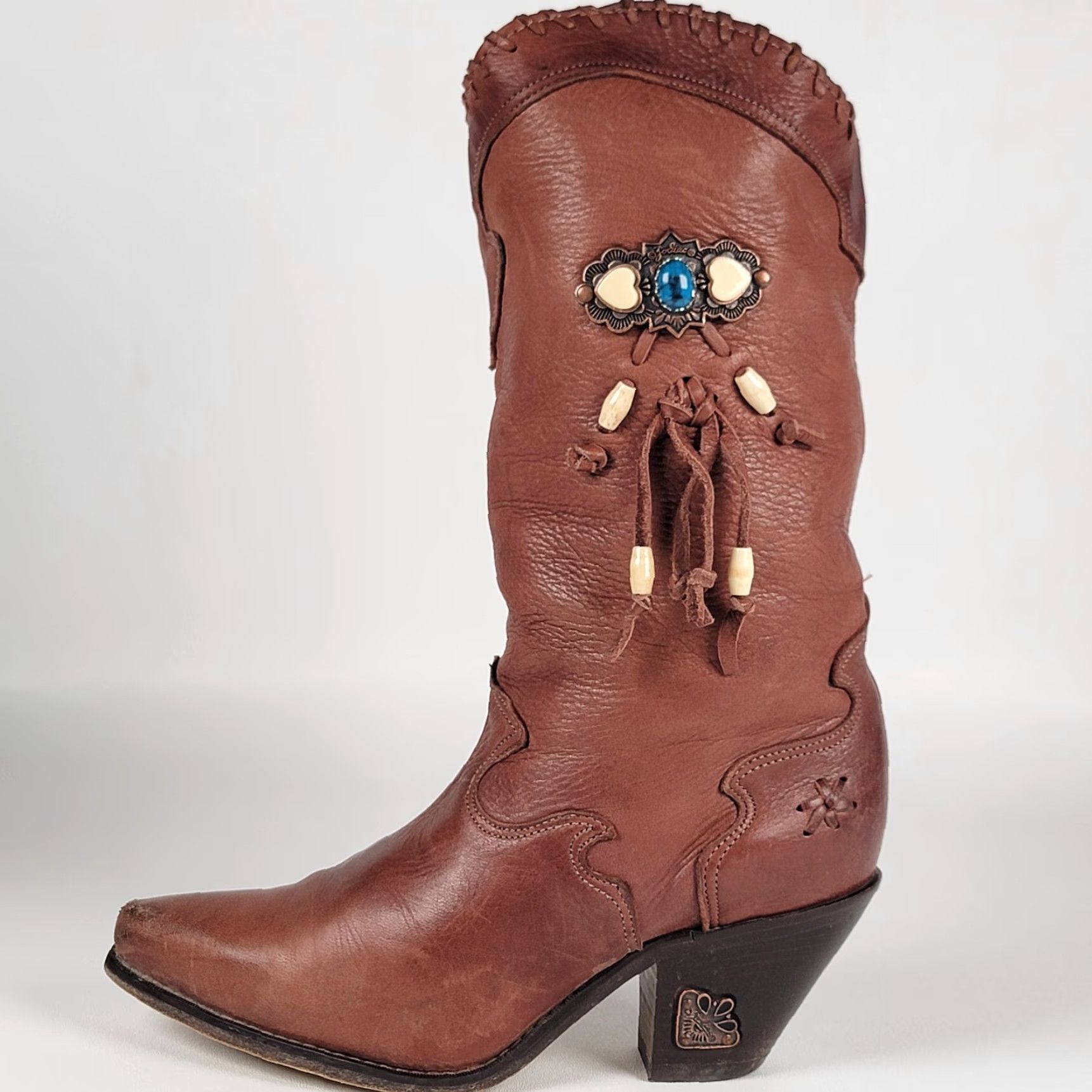 Vintage ZODIAC Women's Brown Boots Size 6 M Boots Western Mid-Calf Leather Lined Block Heel Casual Winter Fall Spring M Womens Size US 6 / IT 36 - 7 Thumbnail
