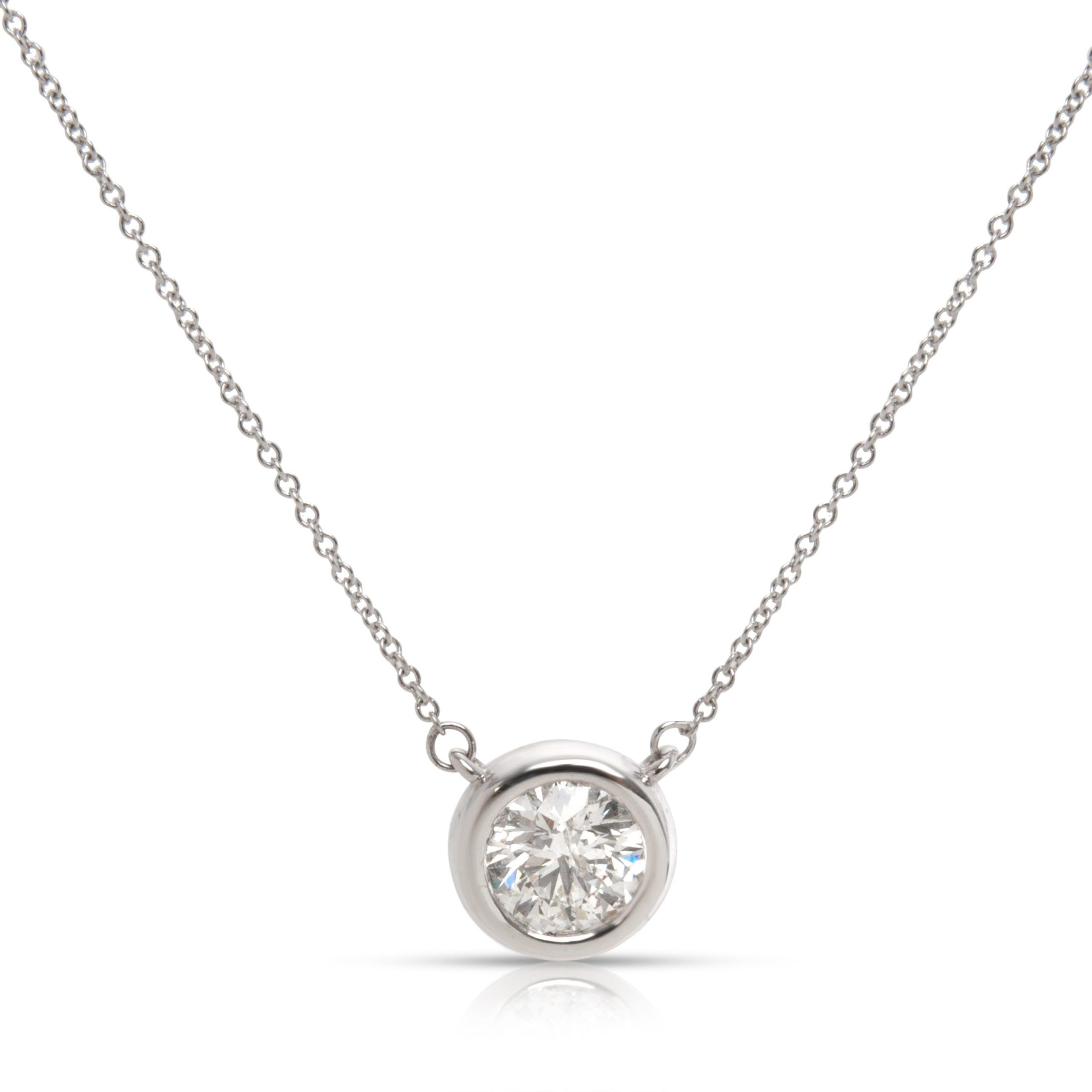 image of Tiffany Co Igi Certified Solitaire Bezel Diamond Pendant In 18K Gold H-I If-Vvs1 1.2 Ctw, Women's