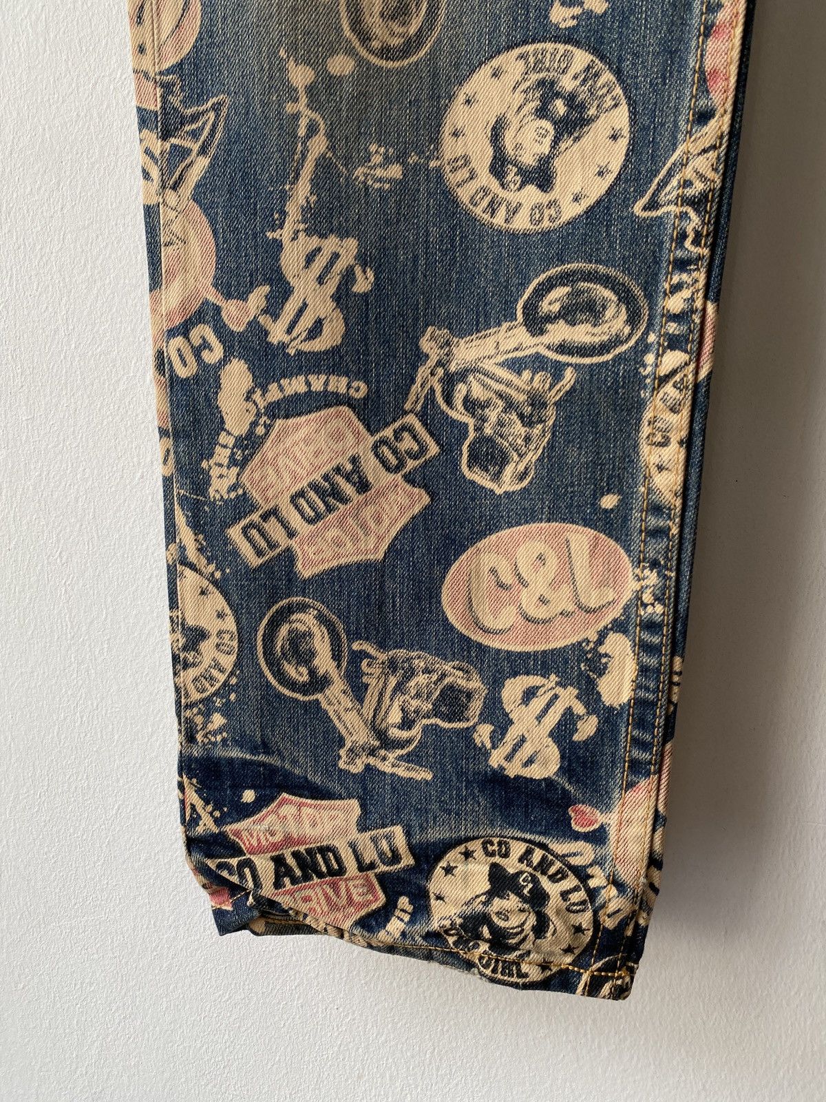 Hysteric Glamour × Japanese Brand Japanese Brand Co & Lu Fullprint Design Denim Size US 29 - 4 Thumbnail