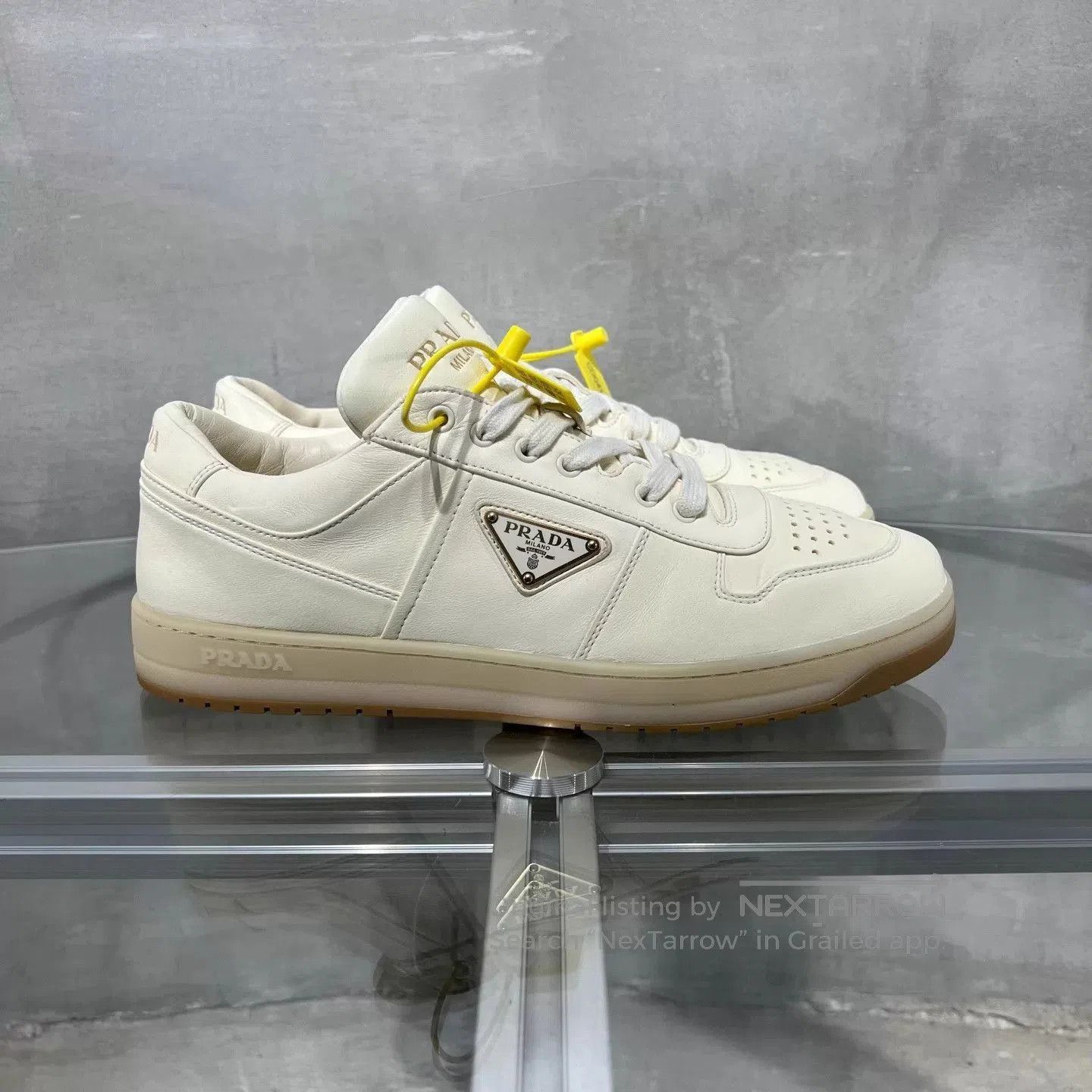 Prada White Low-Top Leather Sneakers Size 9. Size US 9 / EU 42 - 4 Thumbnail