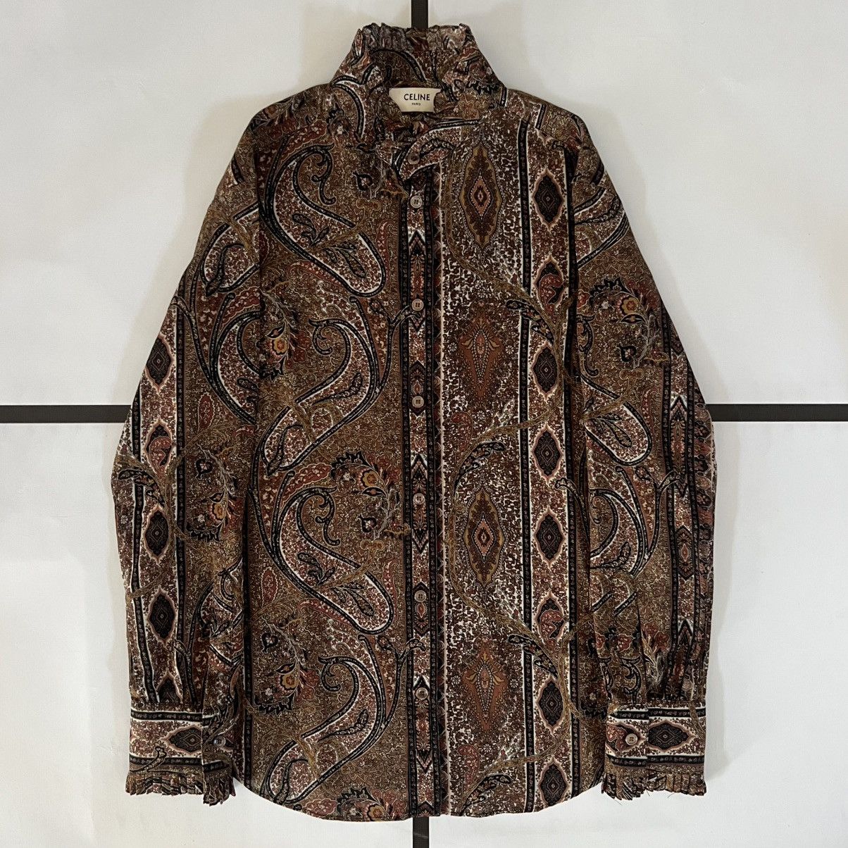 Celine |[ SS20 Celine Paisley Wool-Blend Blouse ]| Size US S / EU 44-46 / 1 - 2 Thumbnail