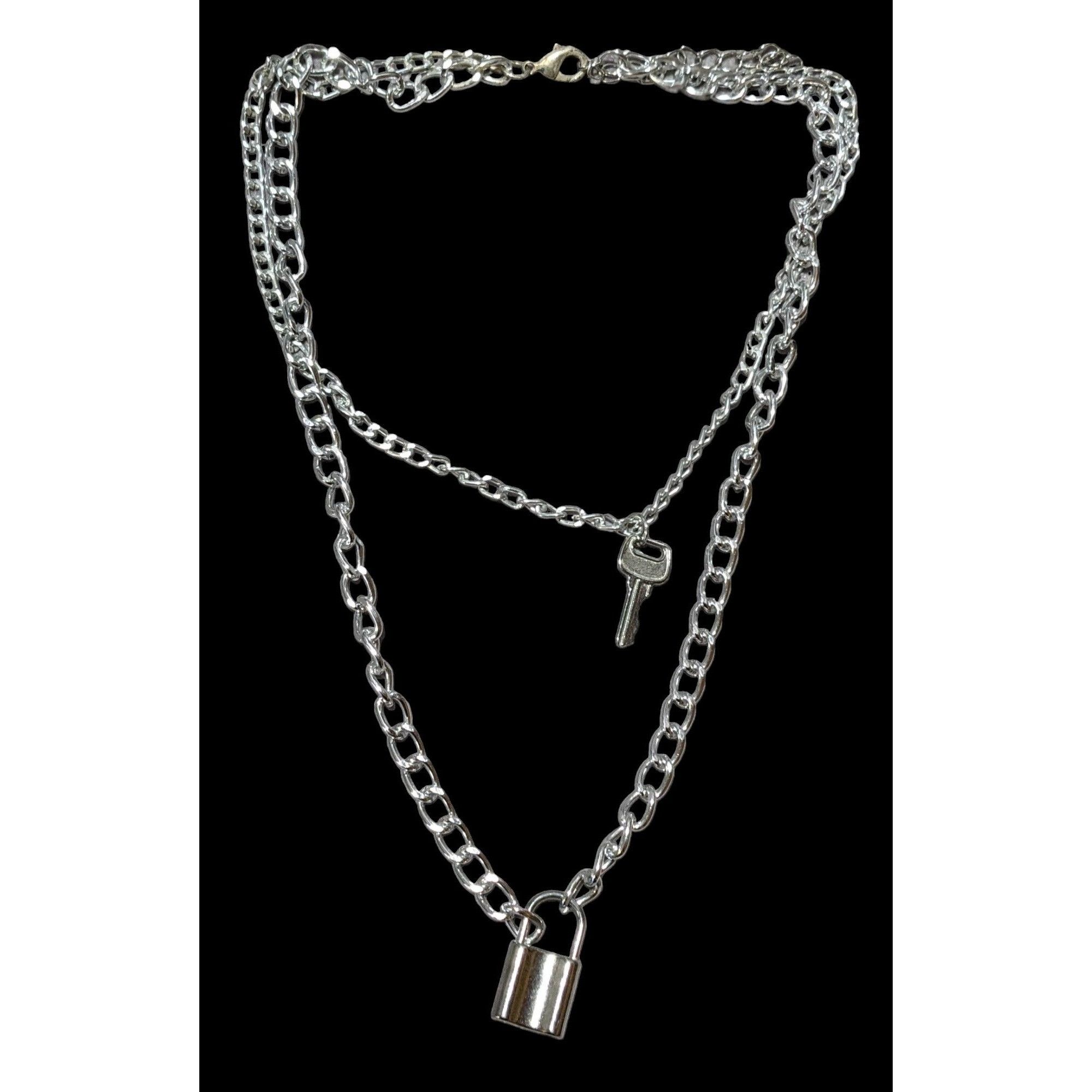 Other Multilayer Silver Padlock And Key Necklace Size ONE SIZE - 2 Thumbnail