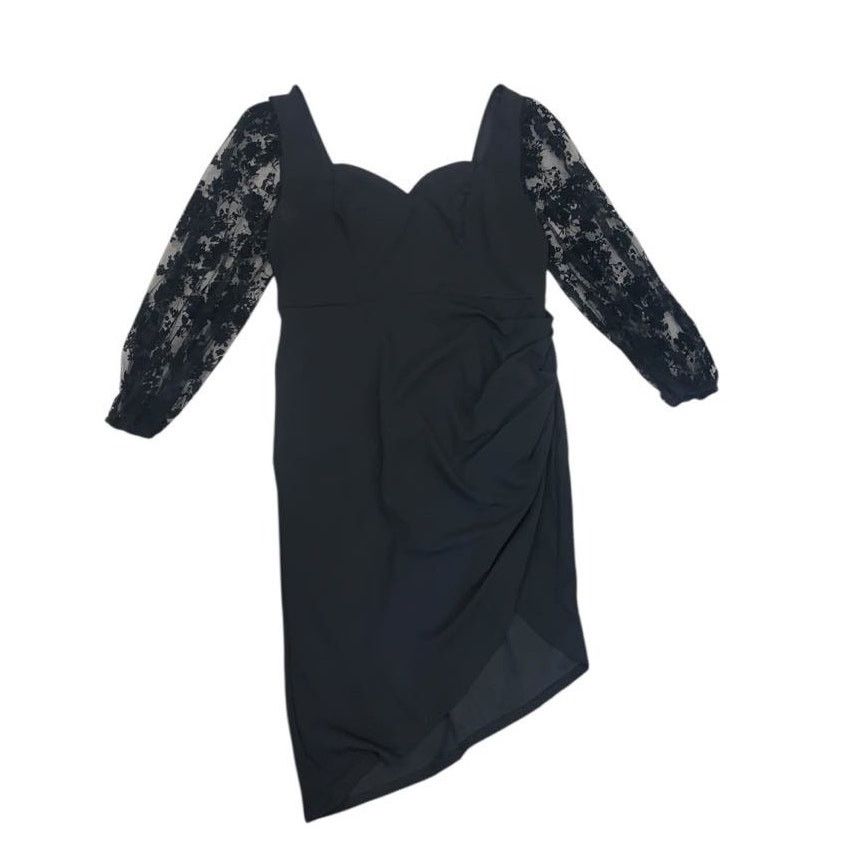 Other Asymmetric Formal Dress Black Long 3/4 Sleeve Lace 2XL Women Size XXL / US 16-18 / IT 52-54 - 3 Thumbnail