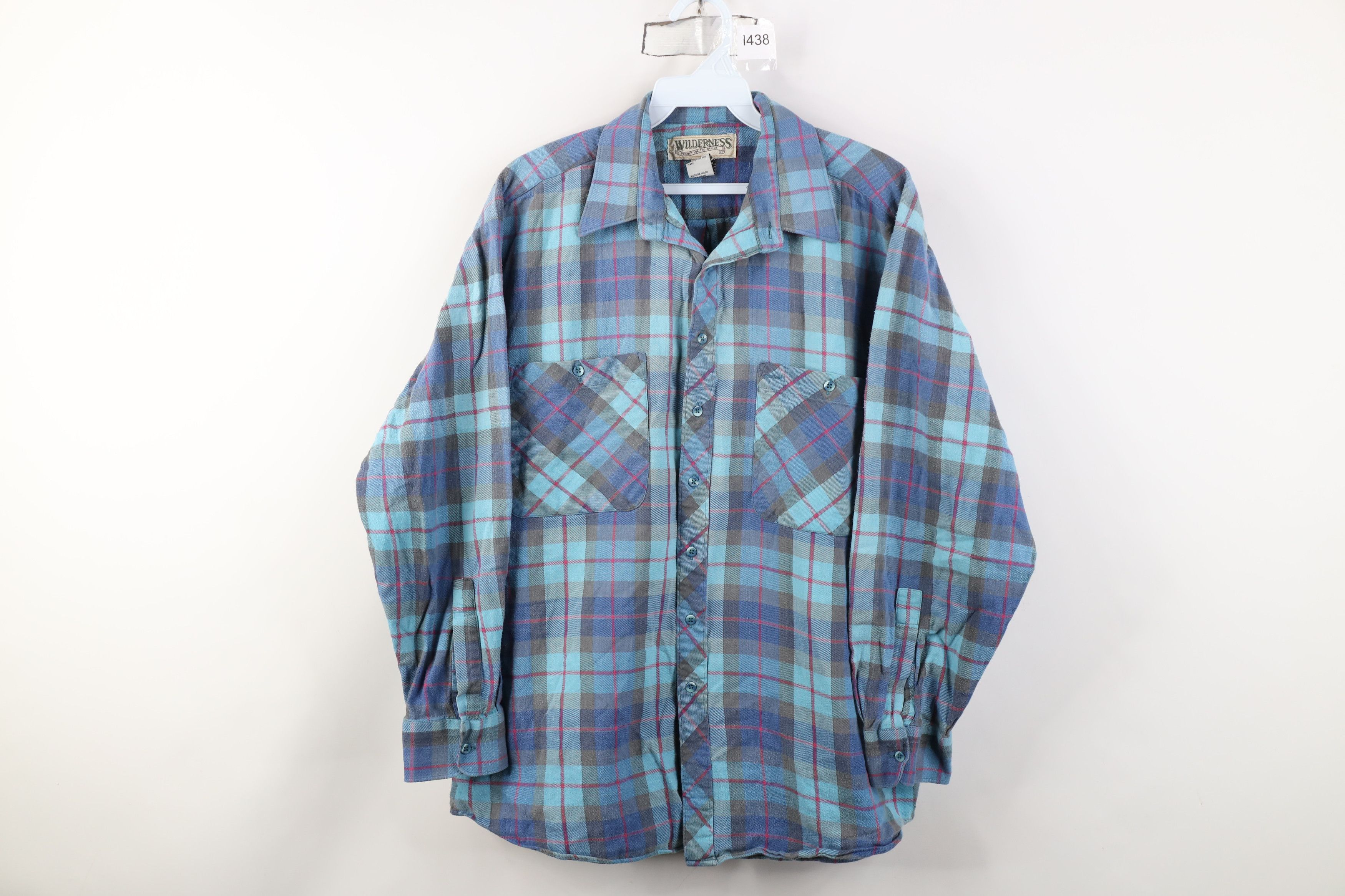 Vintage Vintage 90s Streetwear Collared Button Shirt Blue Plaid Size US XL / EU 56 / 4 - 1 Thumbnail